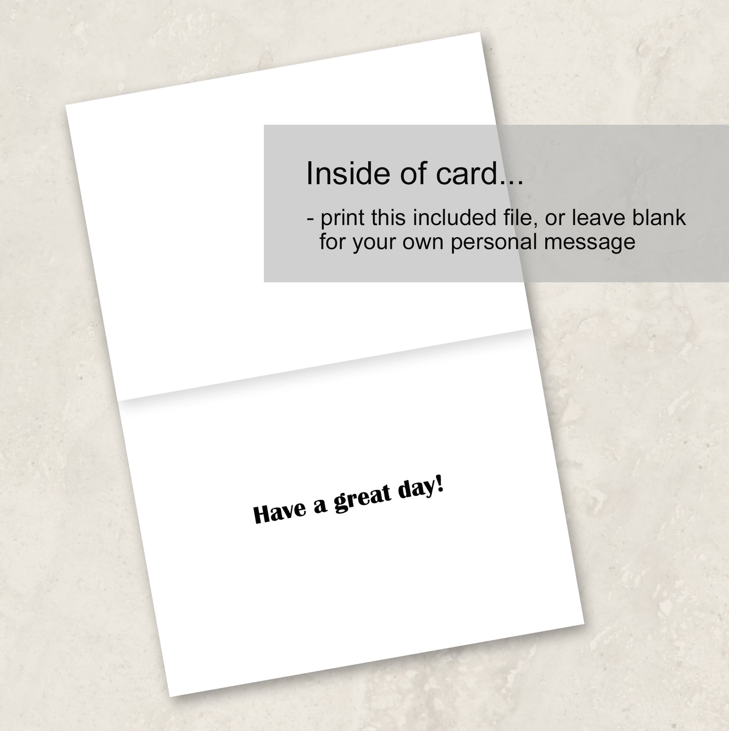 Printable Birthday Card in Blue, Instant Download with Envelope Files