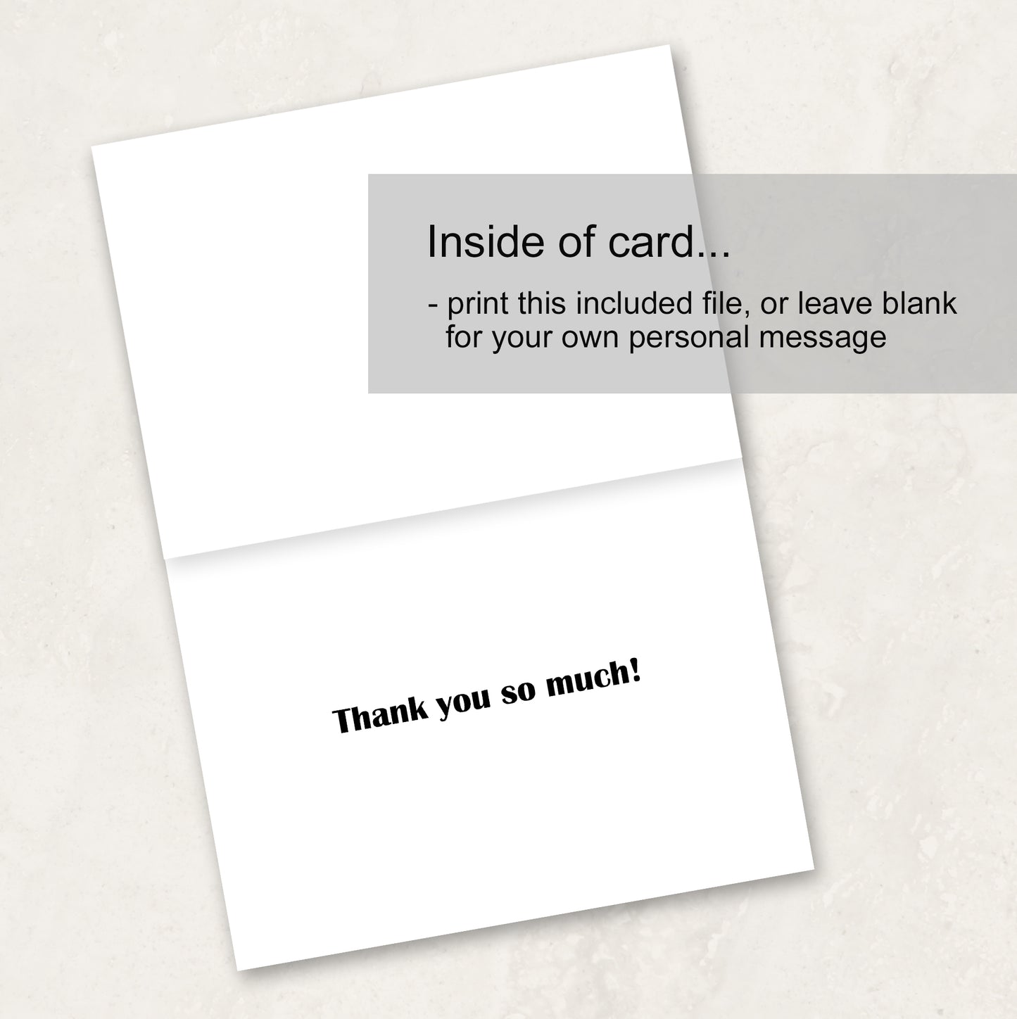 Printable Thank You Card Instant Download with Envelope Files