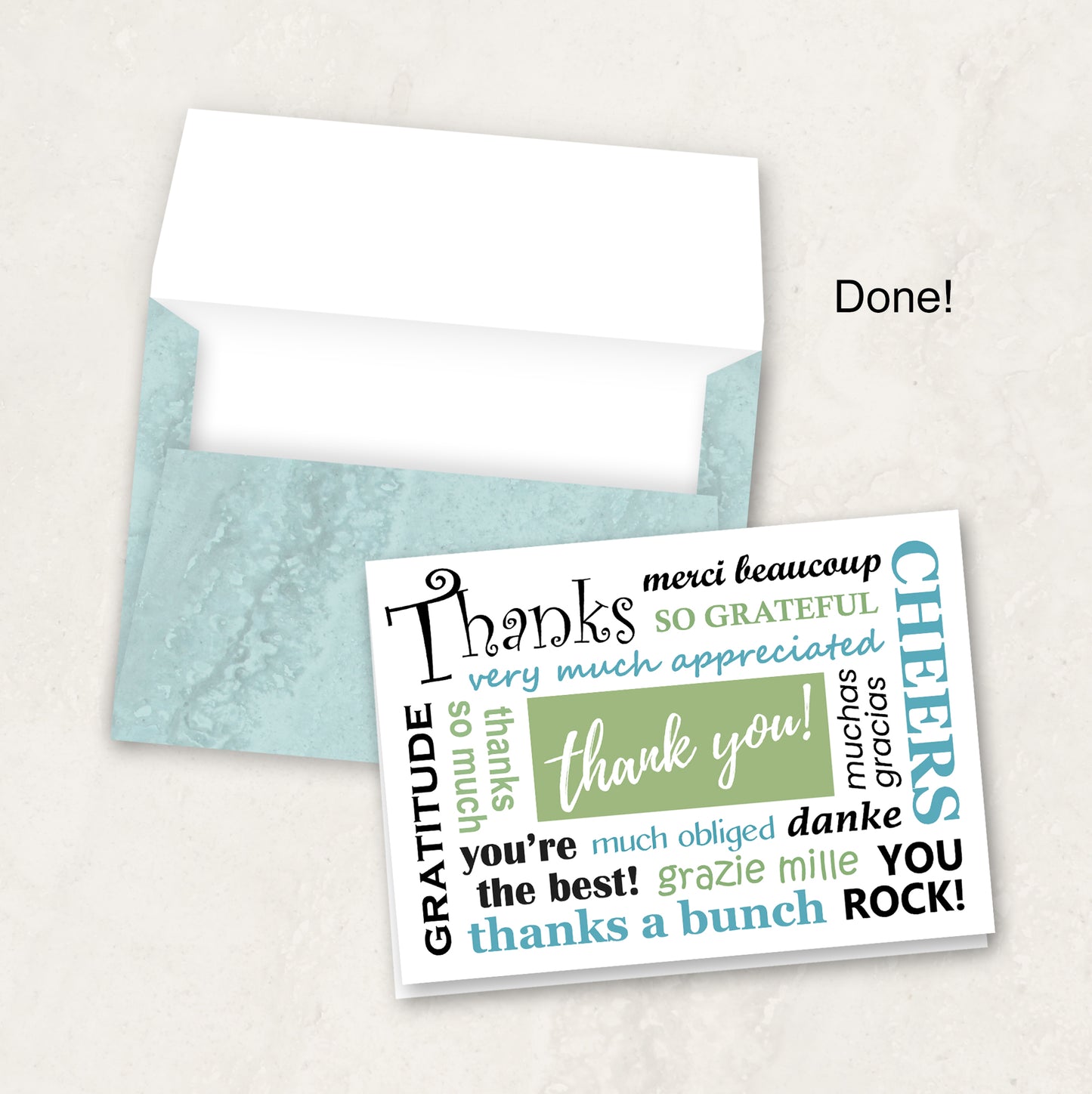 Printable Thank You Card Instant Download with Envelope Files