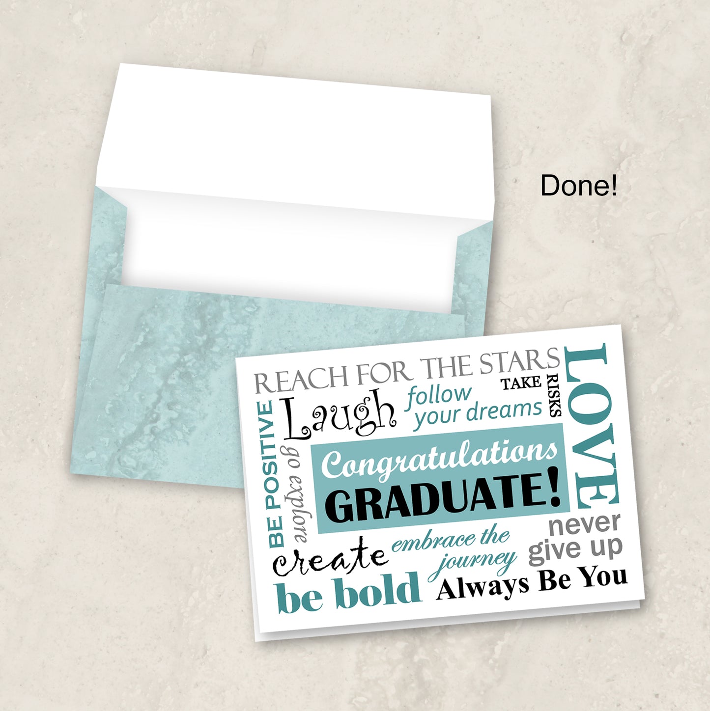 Printable Graduation Card Instant Download 5" x 7" Card Including 2 DIY Envelope Files