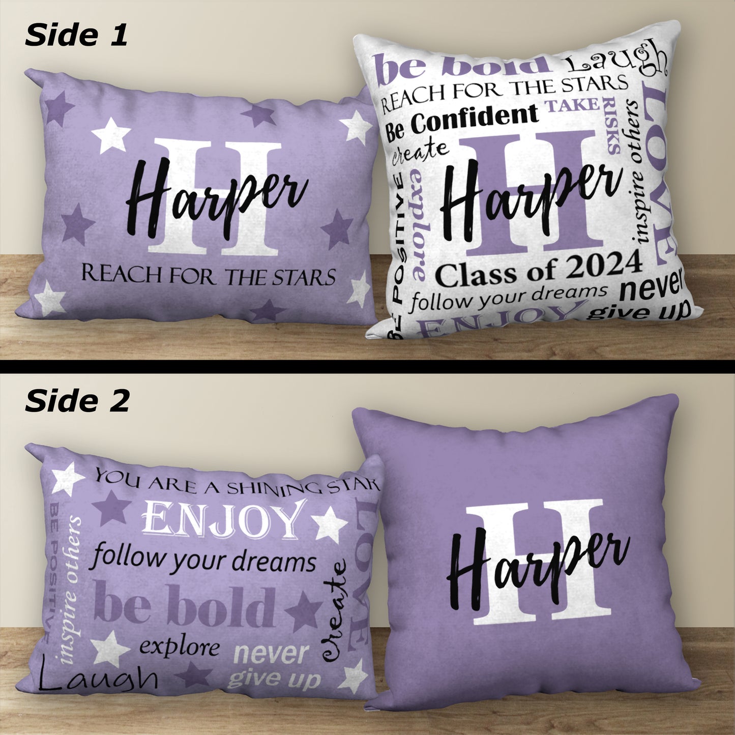 Set of 2 Personalized GRADUATION Pillows, 18"x18" and 20"x14"