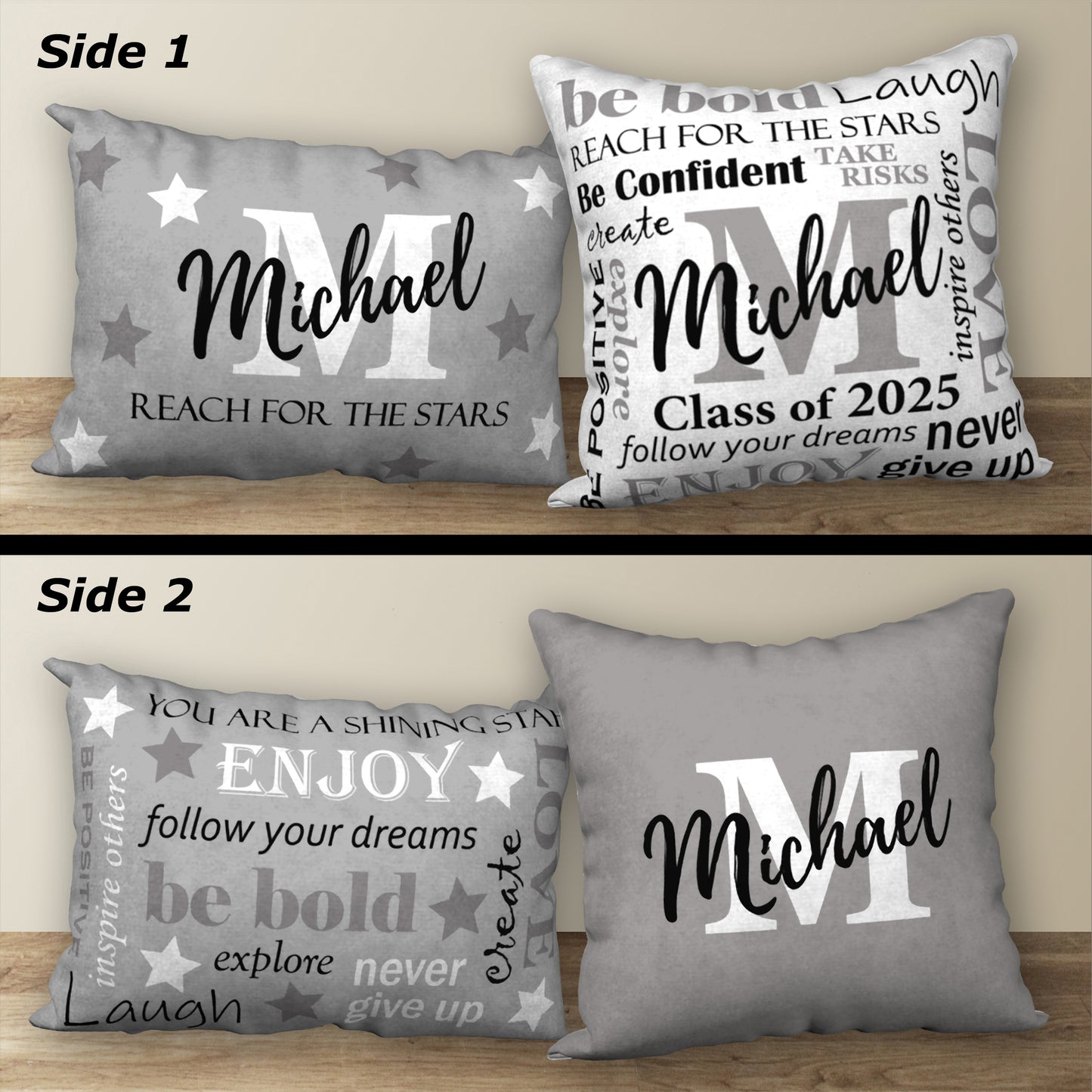 Set of 2 Personalized Graduation Pillows, 18"x18" and 20"x14"