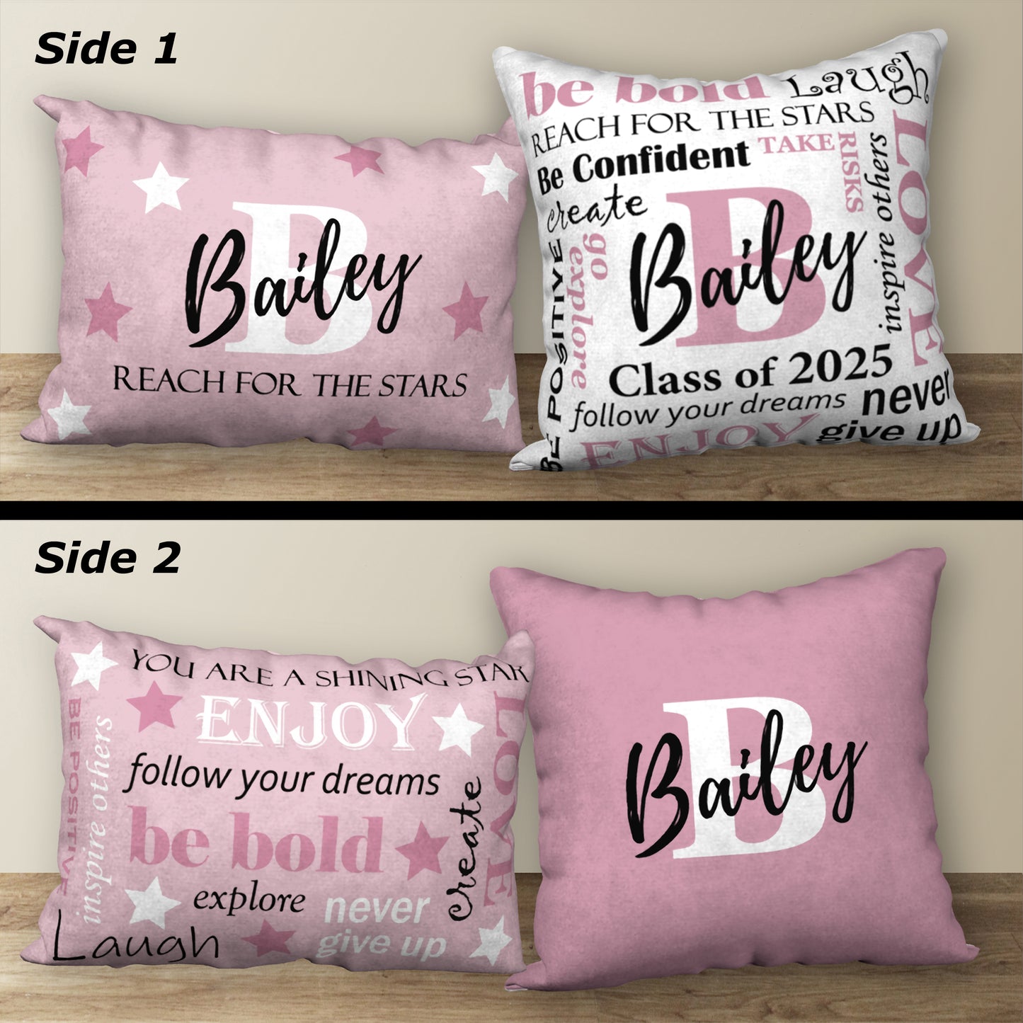 Set of 2 Personalized Graduation Pillows, 18"x18" and 20"x14"