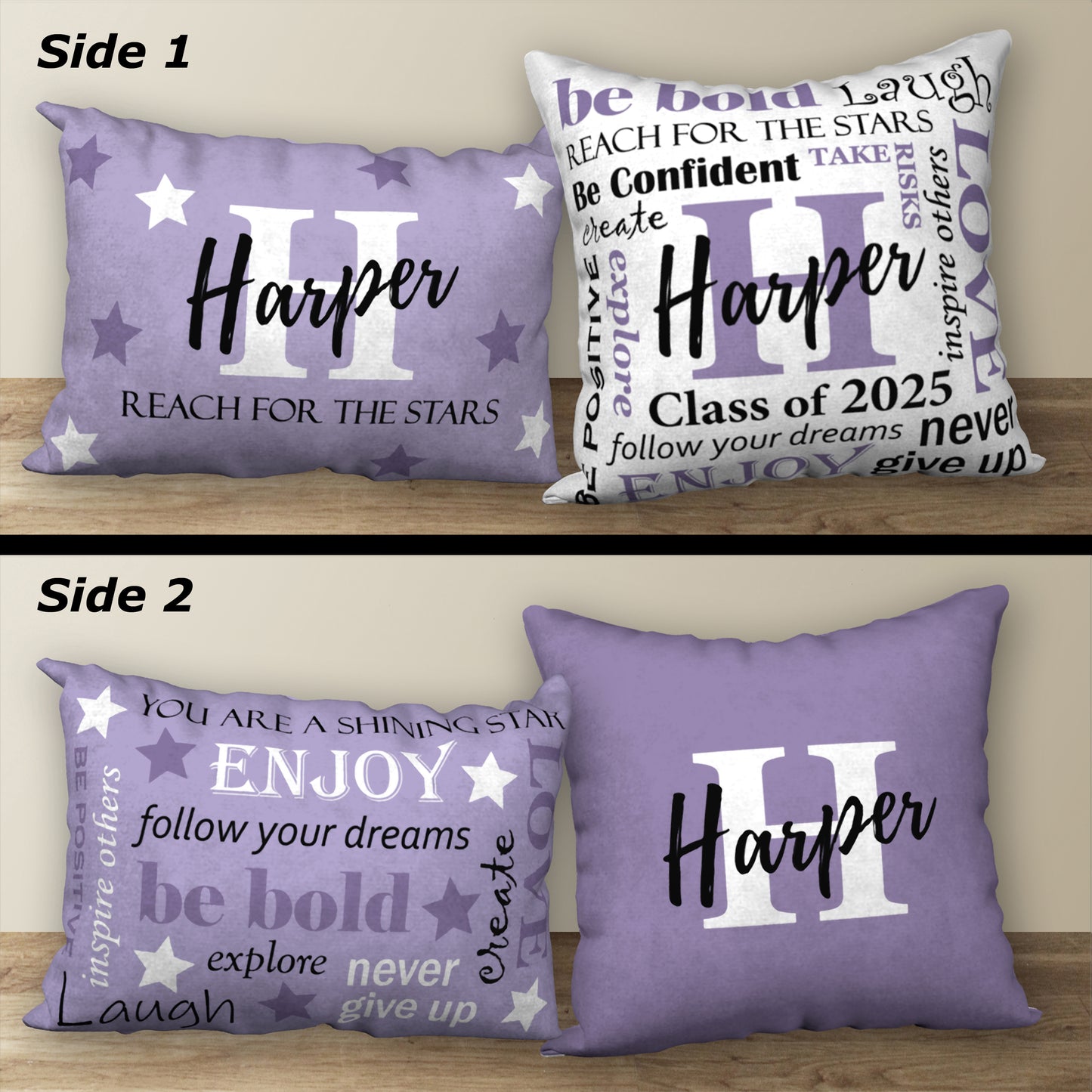 Set of 2 Personalized Graduation Pillows, 18"x18" and 20"x14"