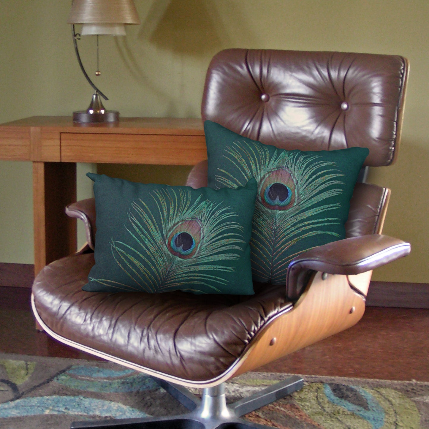 SPECIAL SAVINGS on Peacock Feather Designer Pillows in Lighter, Softer Colors
