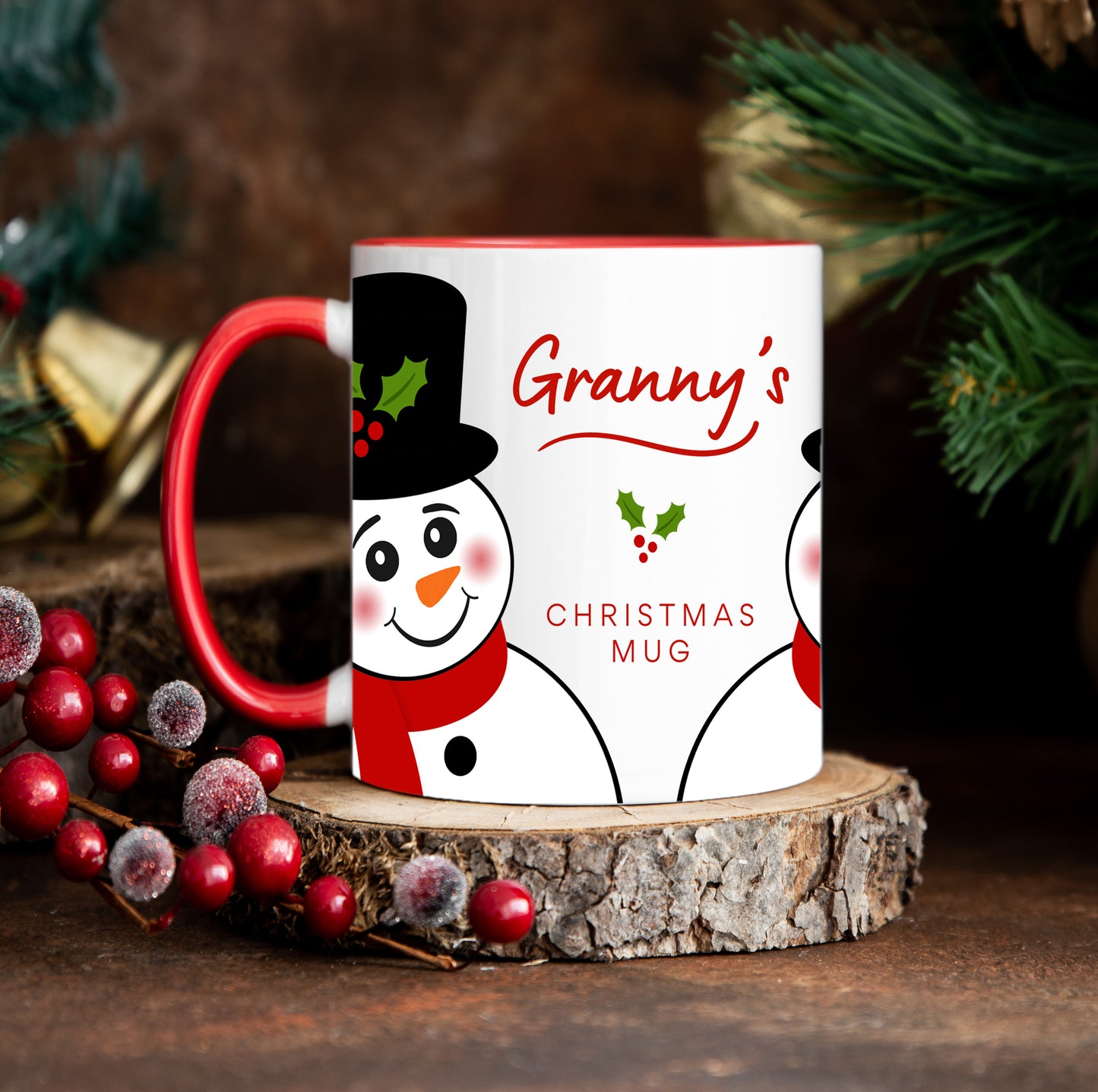 Personalized Top Hat Snowman Christmas Mug