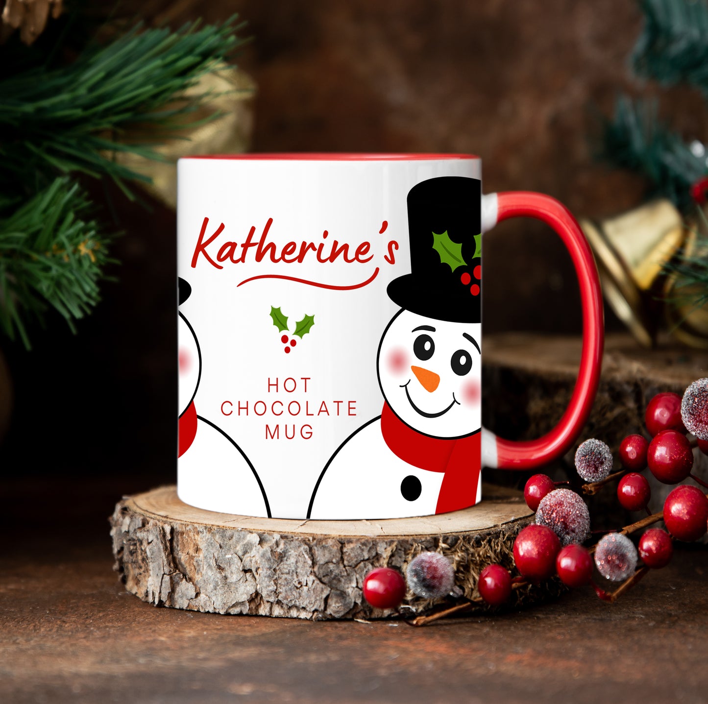 Personalized Top Hat Snowman Christmas Mug