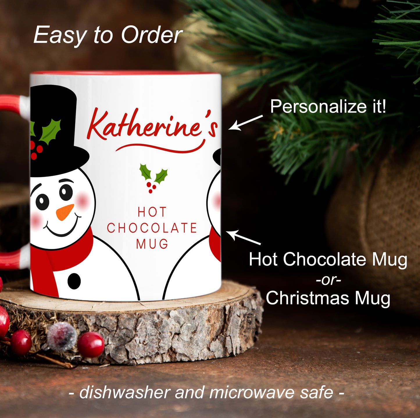 Personalized Top Hat Snowman Christmas Mug