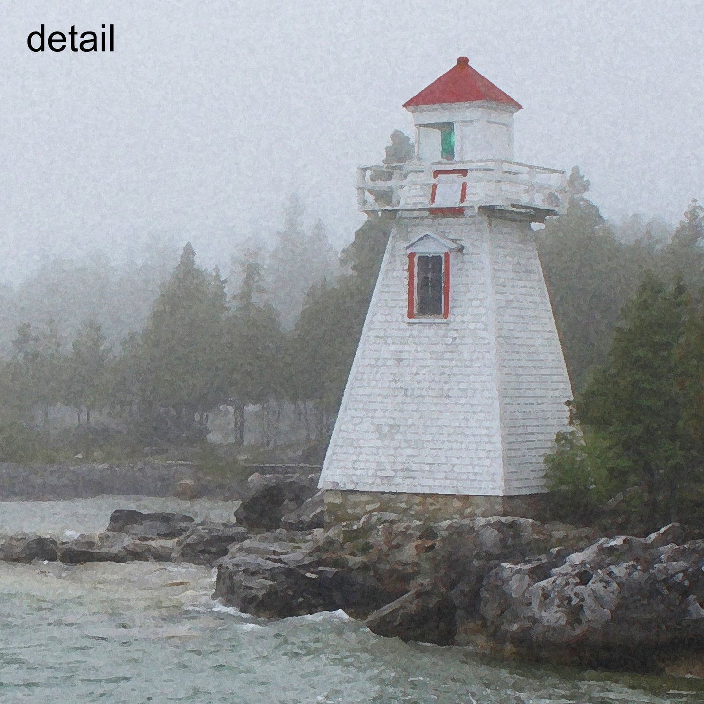 Lighthouse in Fog Wrapped Canvas Print