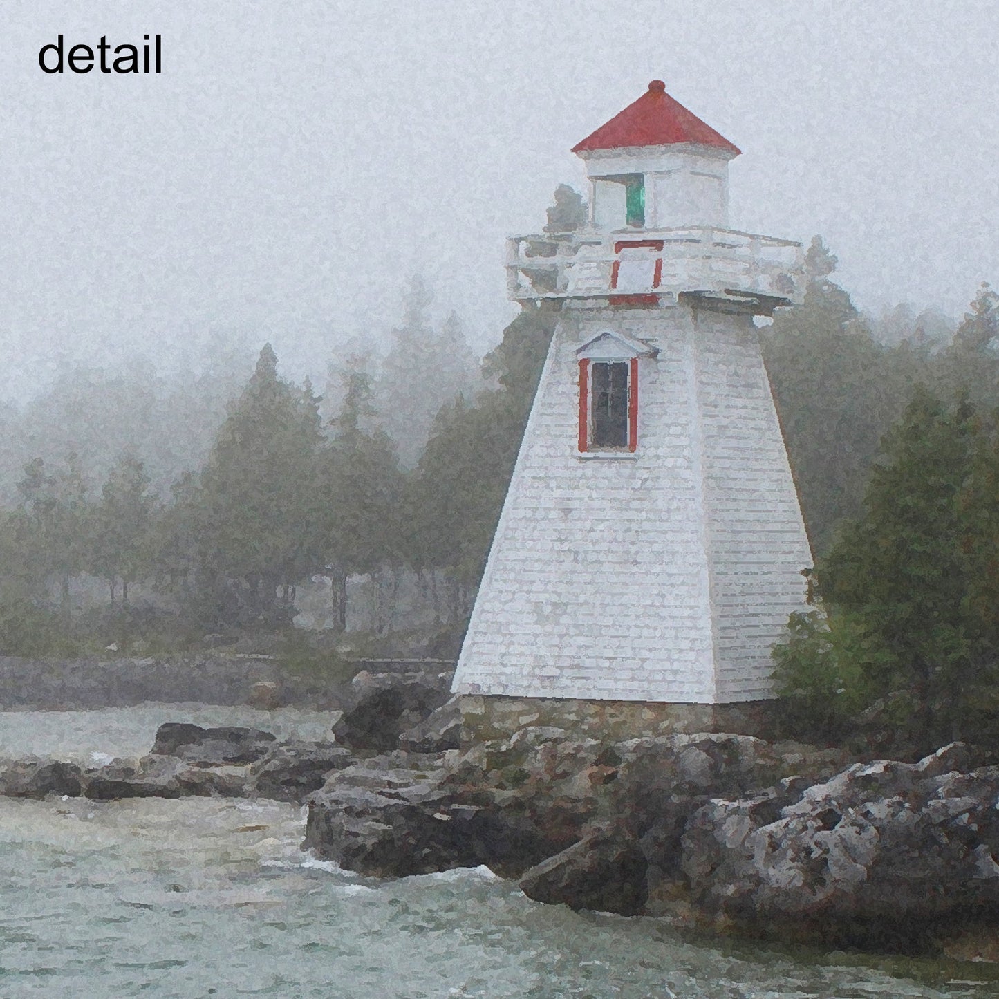 Lighthouse in Fog Panoramic Wrapped Canvas Print