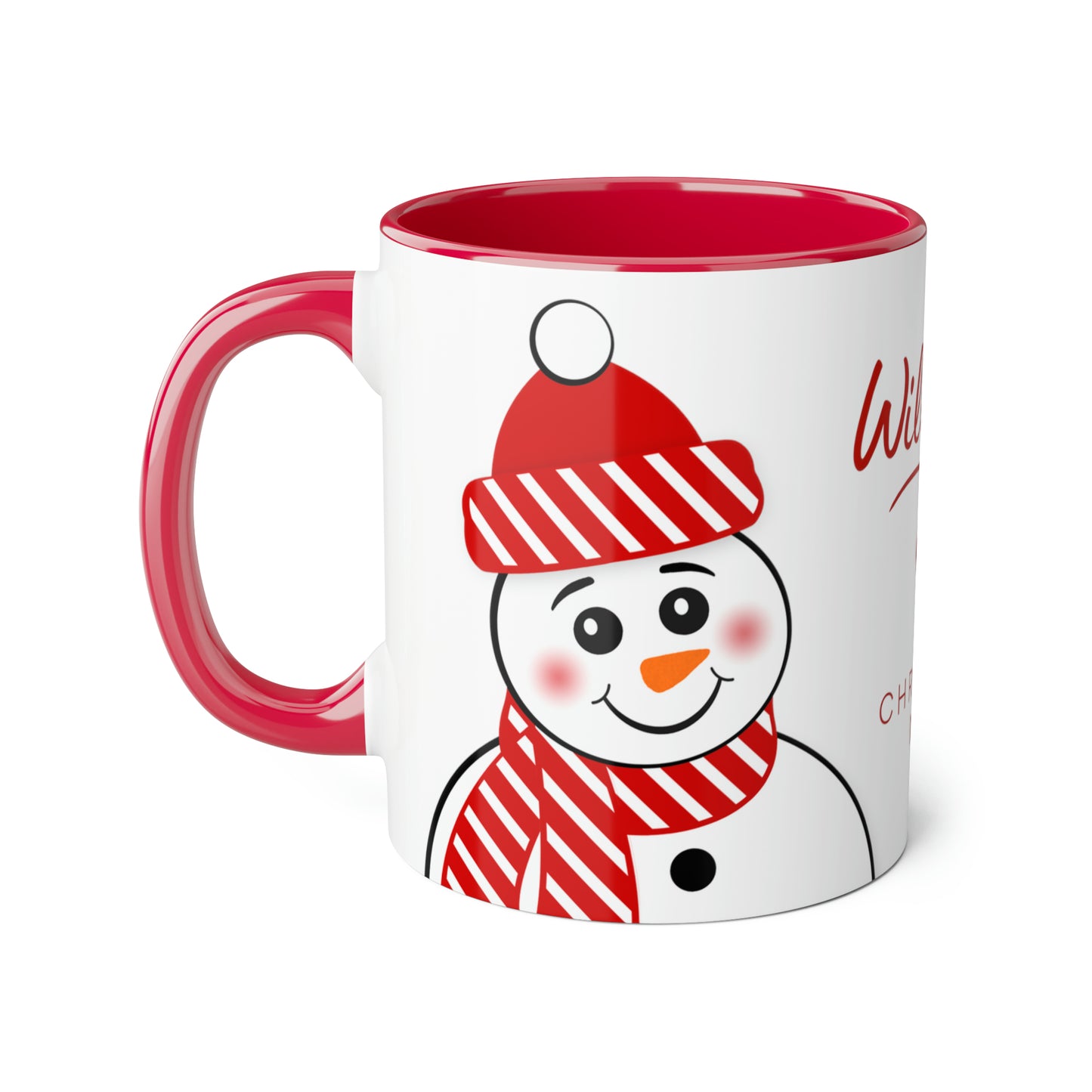 Personalized Red Hat Snowman Christmas Mug