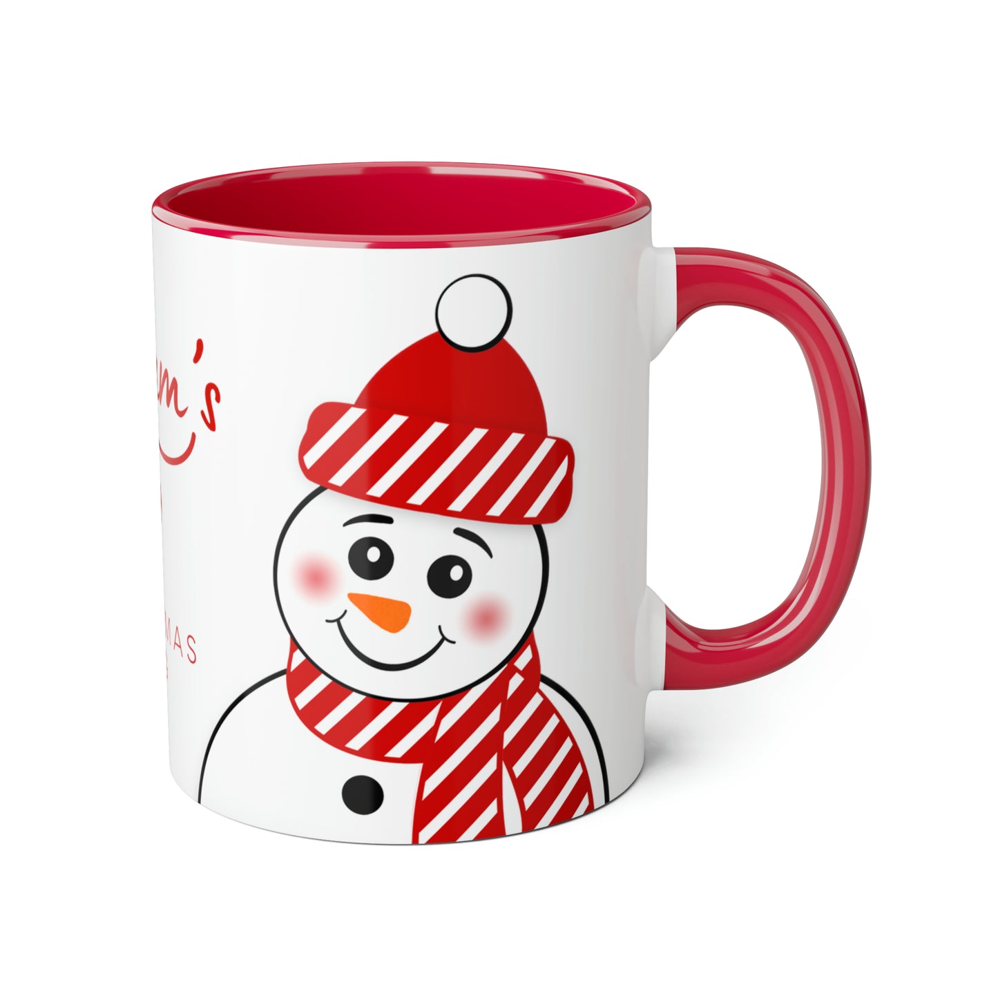 Personalized Red Hat Snowman Christmas Mug