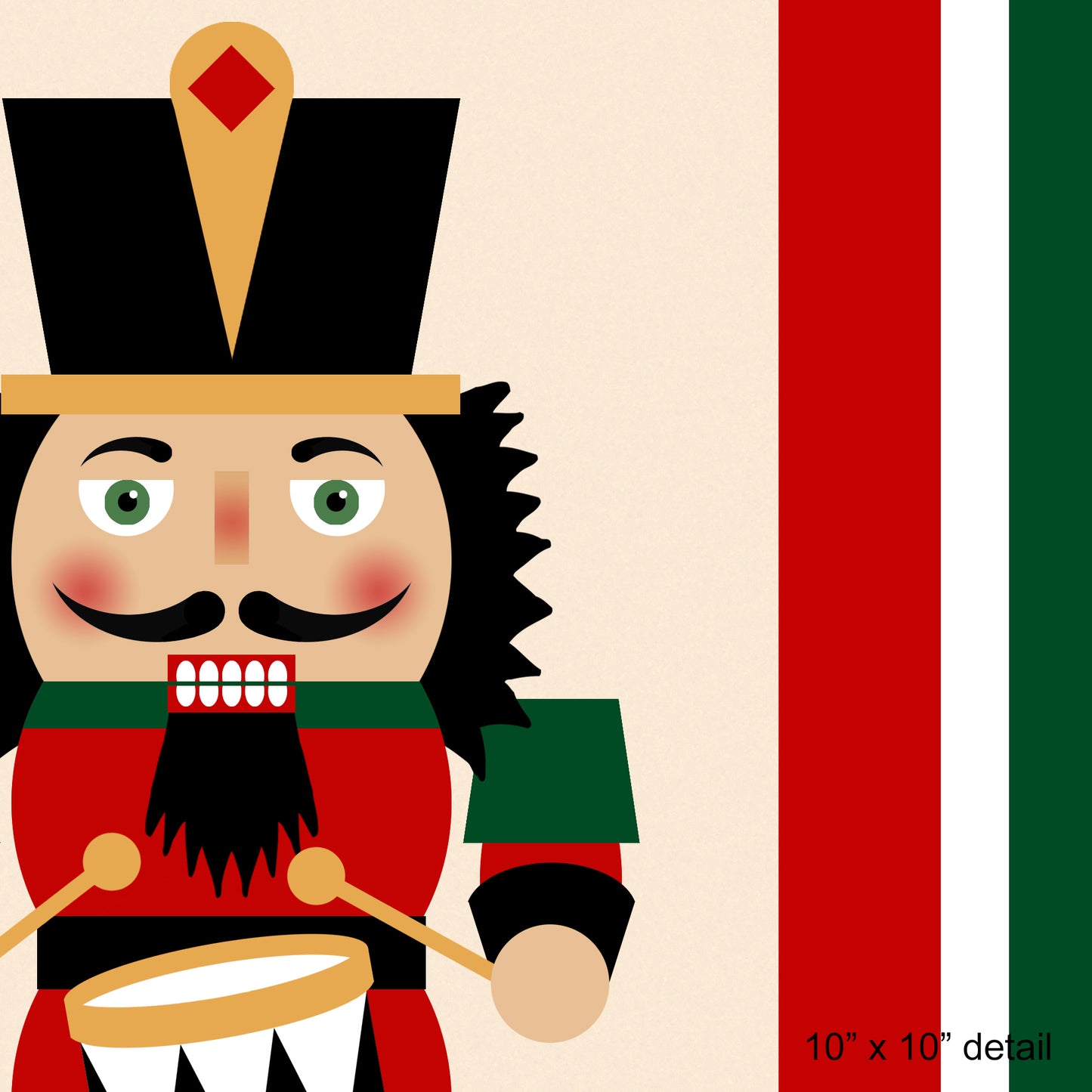 Nutcracker Drummer Designer Holiday Pillow, 18"x18"