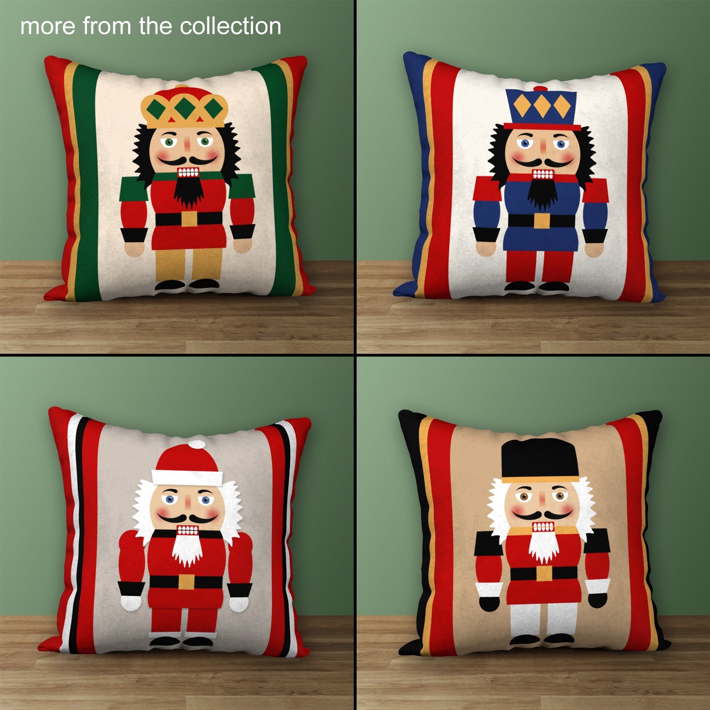 Nutcracker Drummer Designer Holiday Pillow, 18"x18"