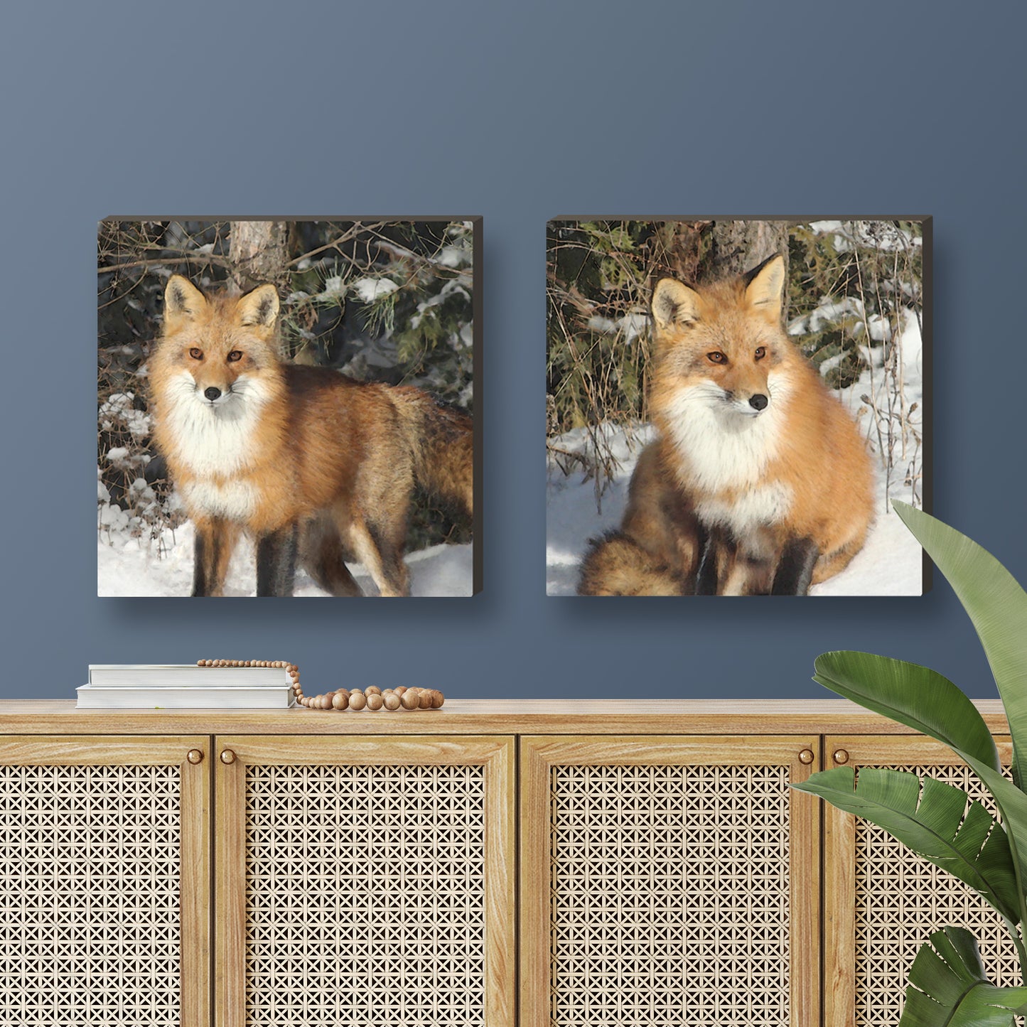 Set of 2 Fox Wrapped Canvas Prints