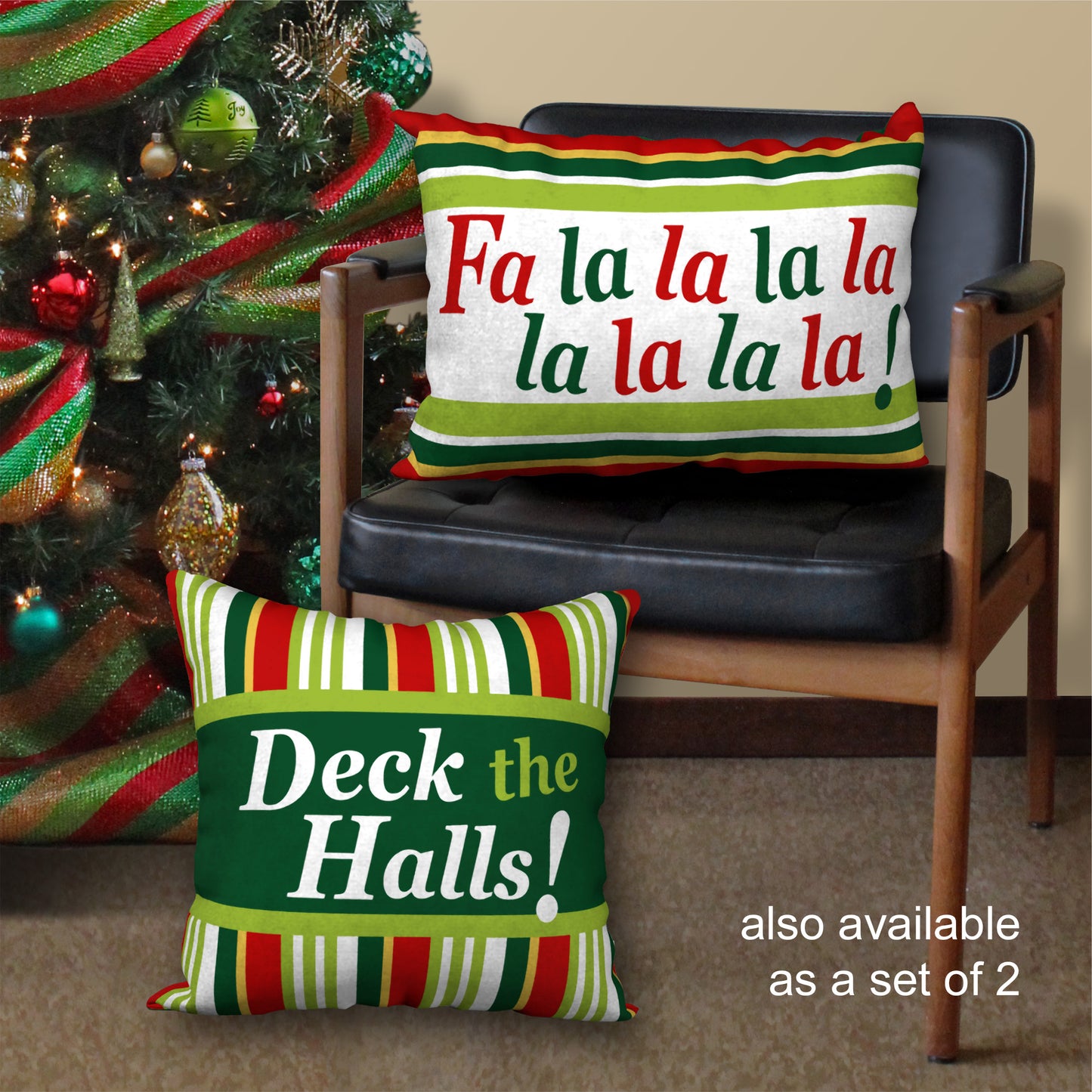 FA LA LA Designer Holiday Pillow, 20"x14"