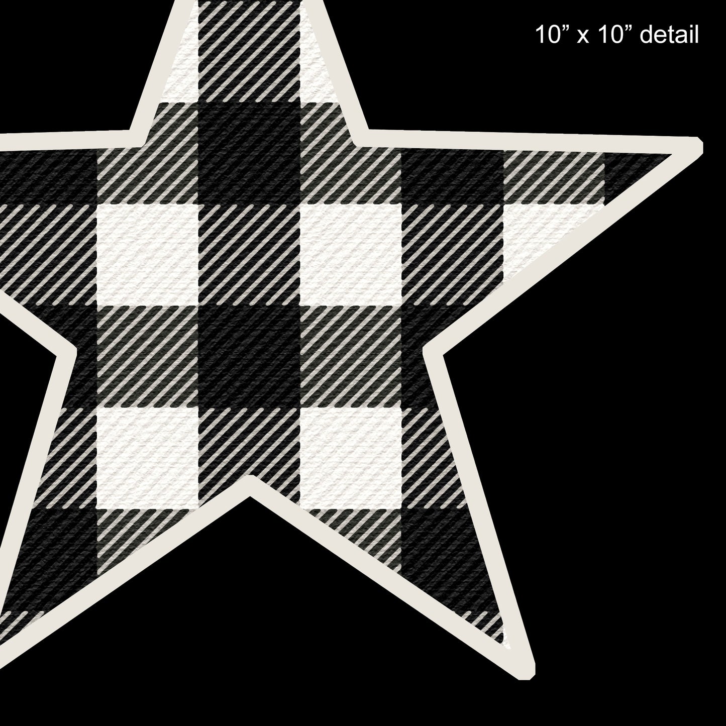 Black & White Buffalo Plaid Star Designer Pillow, 18"x18"