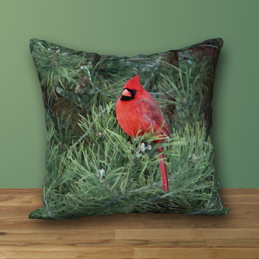 Cardinal in Tree Designer Pillow, 18"x18"