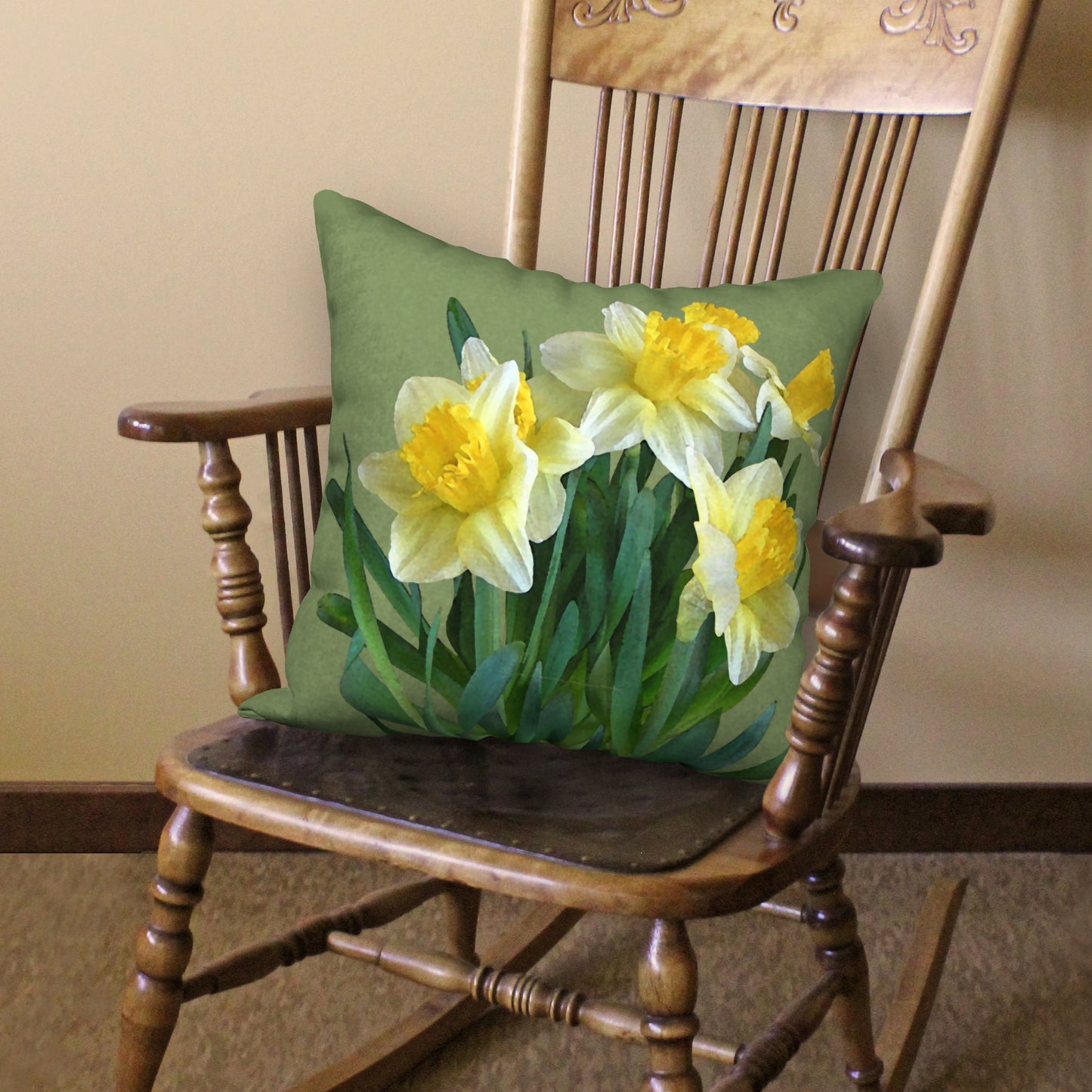Daffodil Bouquet Designer Pillow, 18"x18"