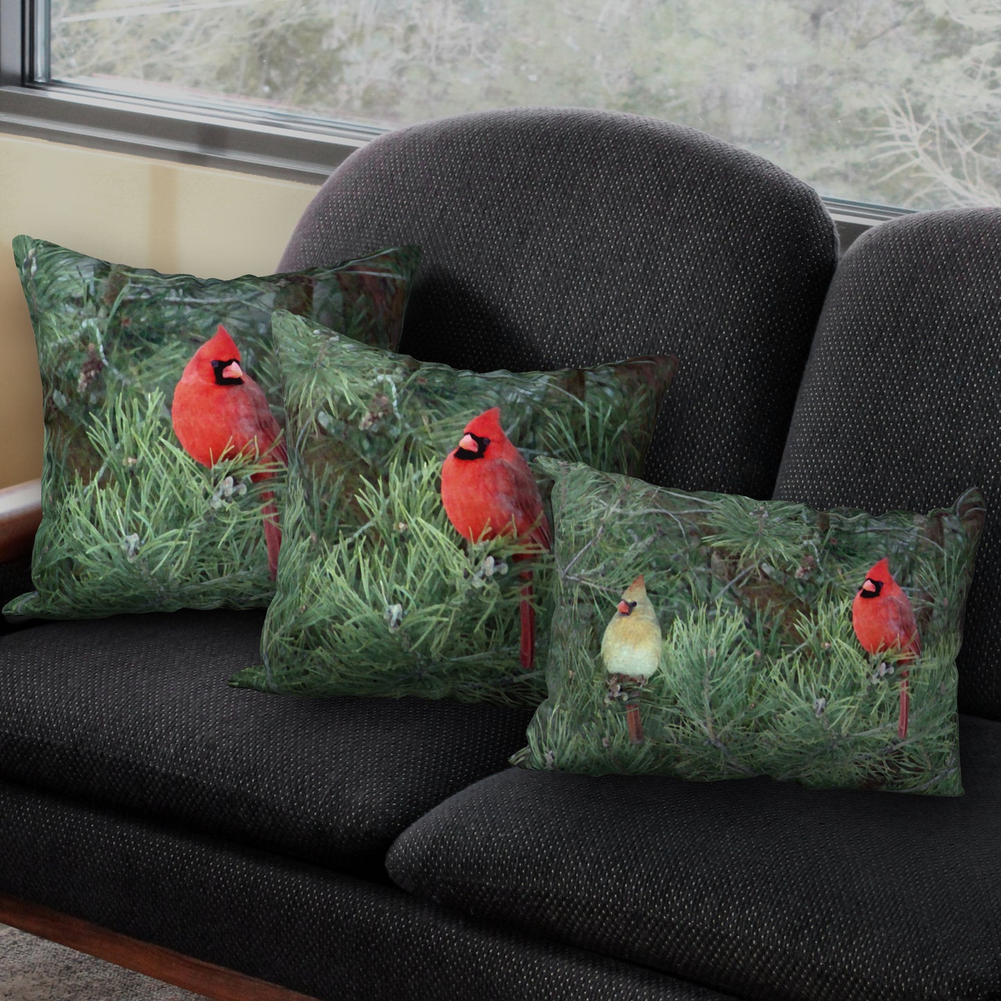 Cardinal Couple Designer Pillow, 20"x14"