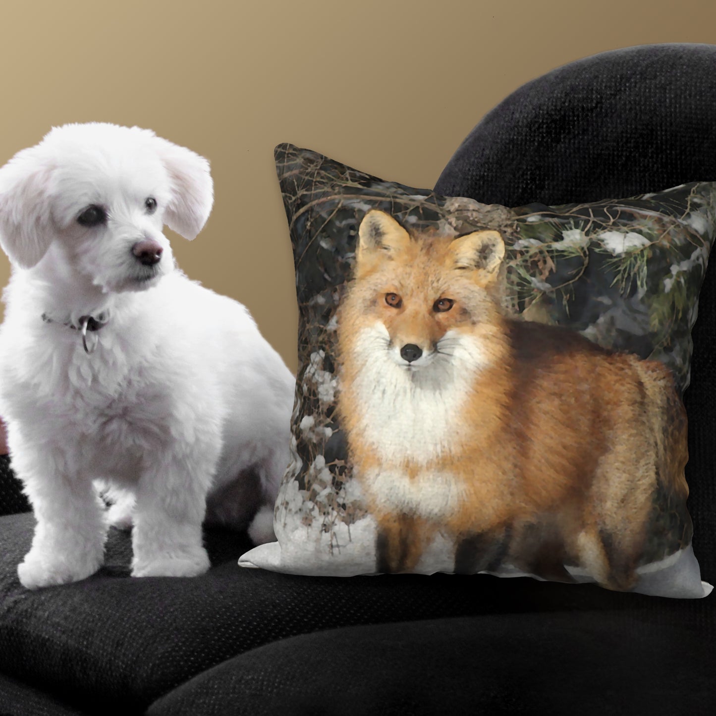 Watchful Fox Designer Pillow, 18"x18"