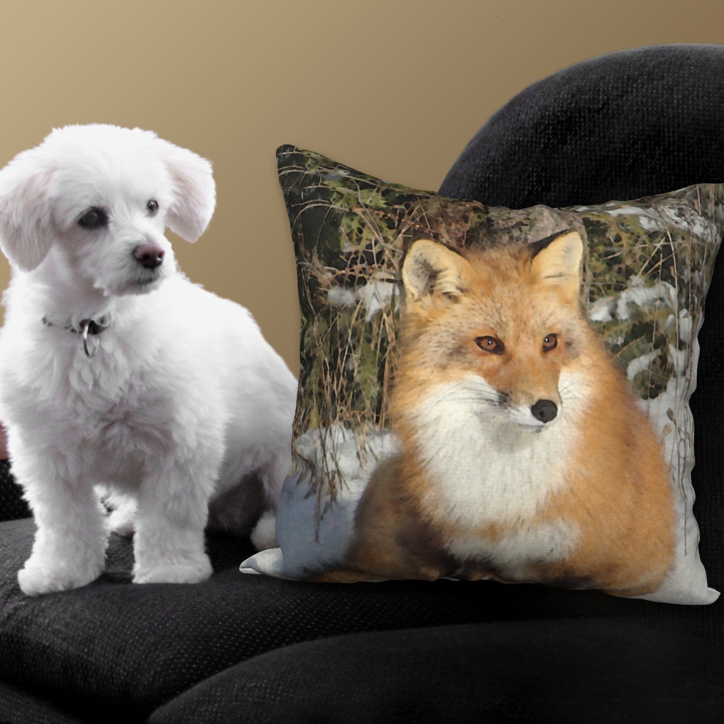 Beautiful Fox Designer Pillow, 18"x18"