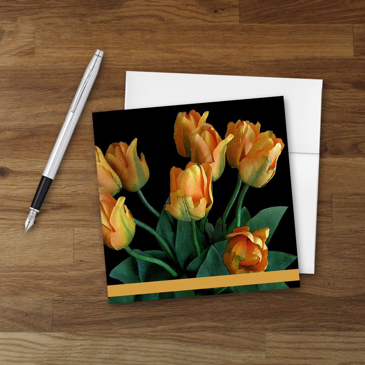 Set of 10 Yellow Tulips Designer Greeting Cards