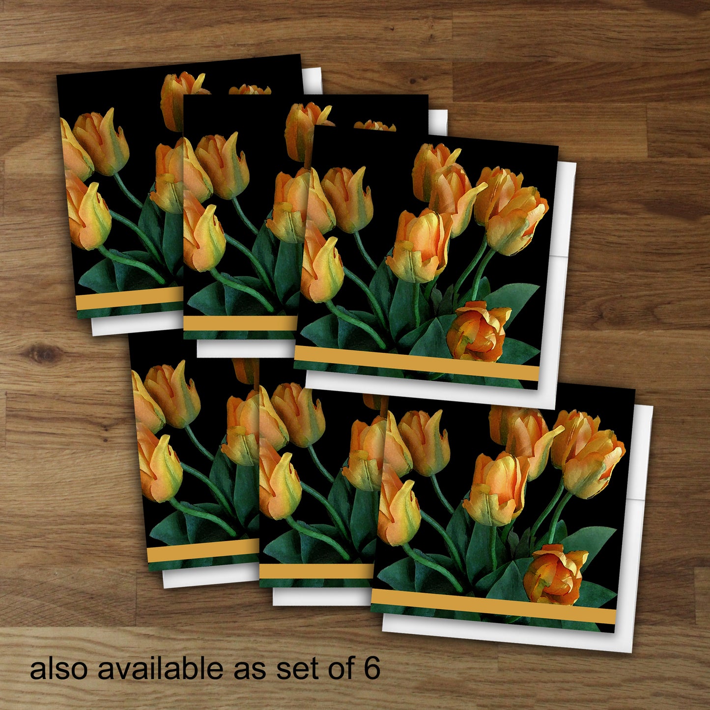 Tulips on Black Designer Greeting Card