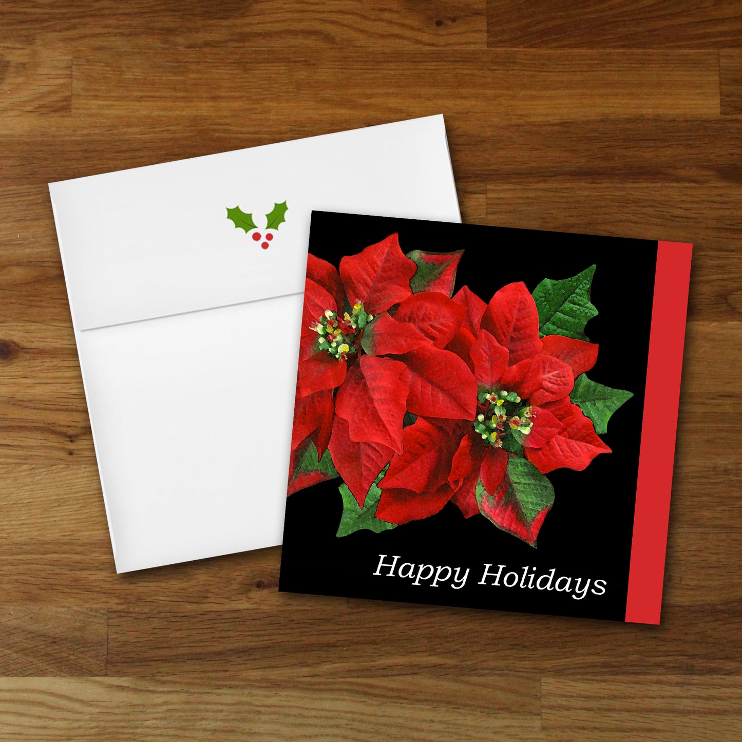 Set of 6 Poinsettia Designer Holiday Cards