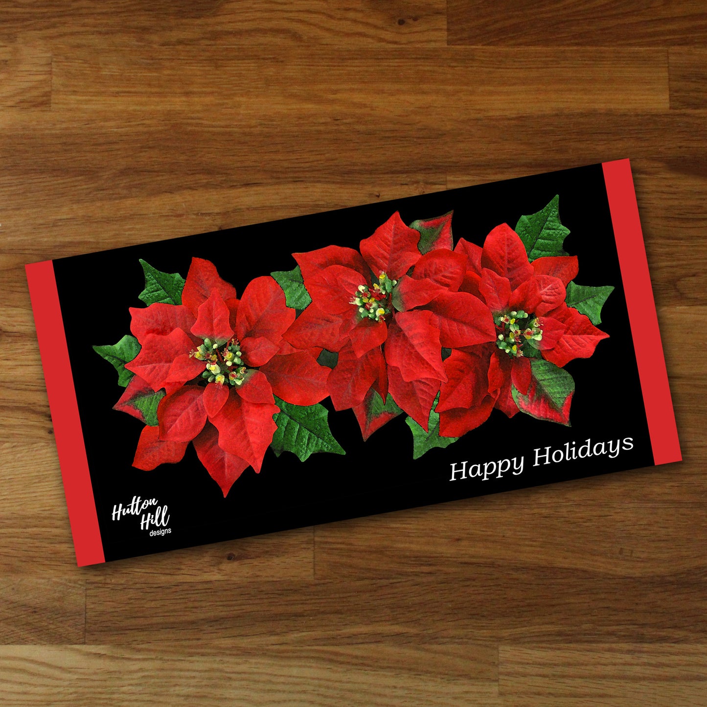 Set of 6 Poinsettia Designer Holiday Cards