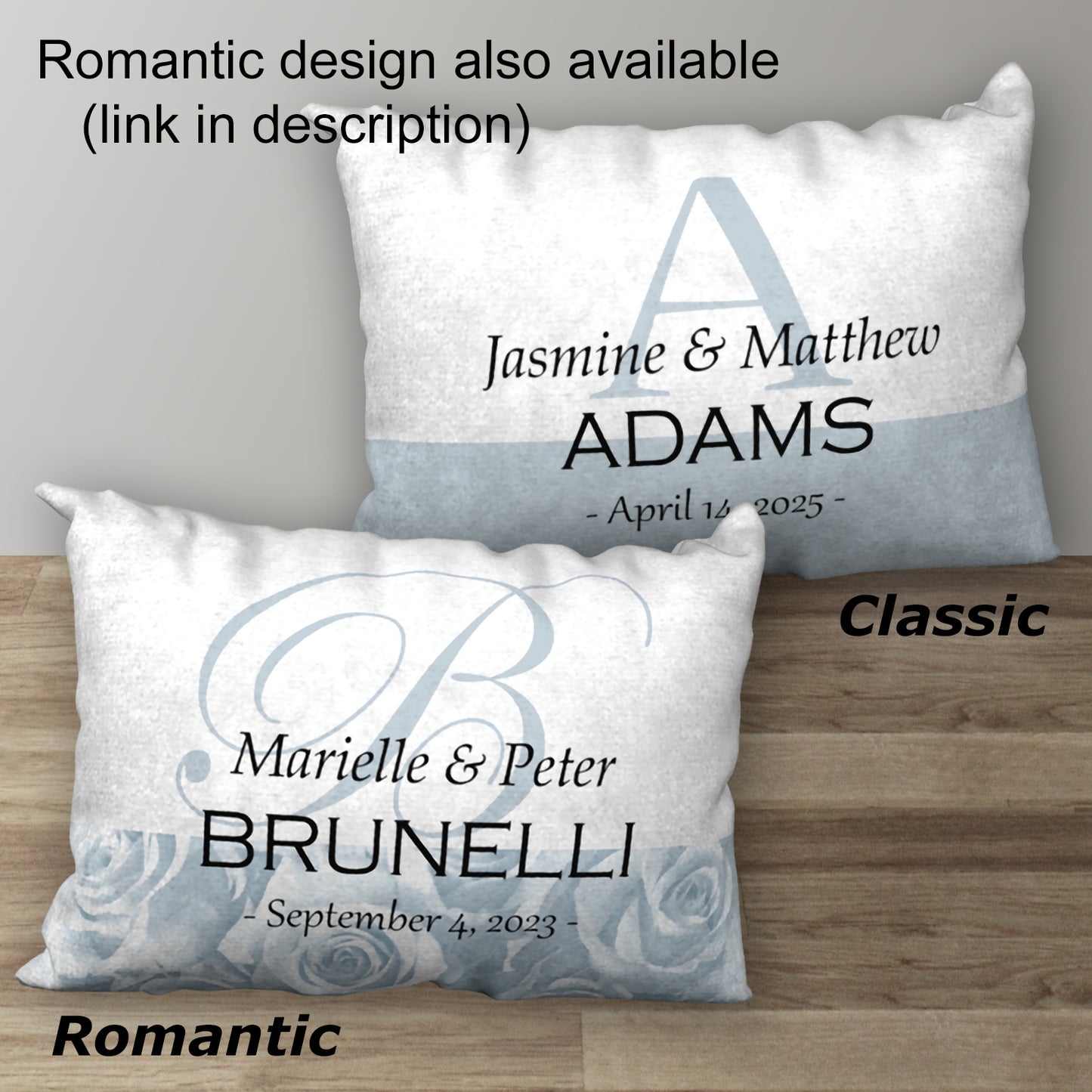 Personalized Classic Design Wedding Pillow, 20"x14"