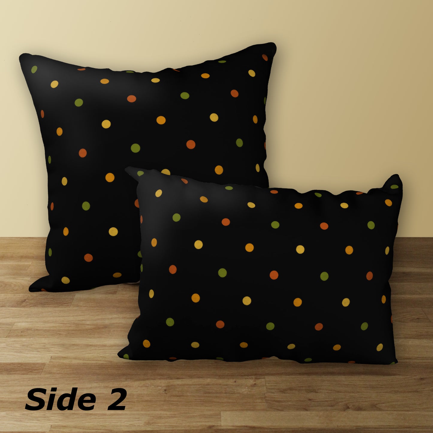 Set of 2 Sunflowers on Black Designer Pillows, 20"x14" and 18"x18"