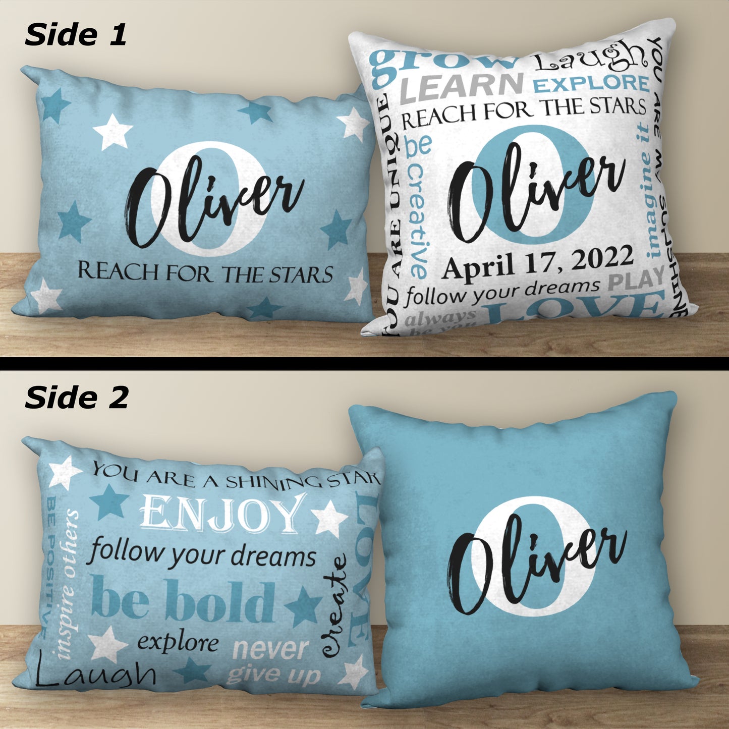 Set of 2 Personalized BIRTHDAY Pillows, 18"x18" and 20"x14"