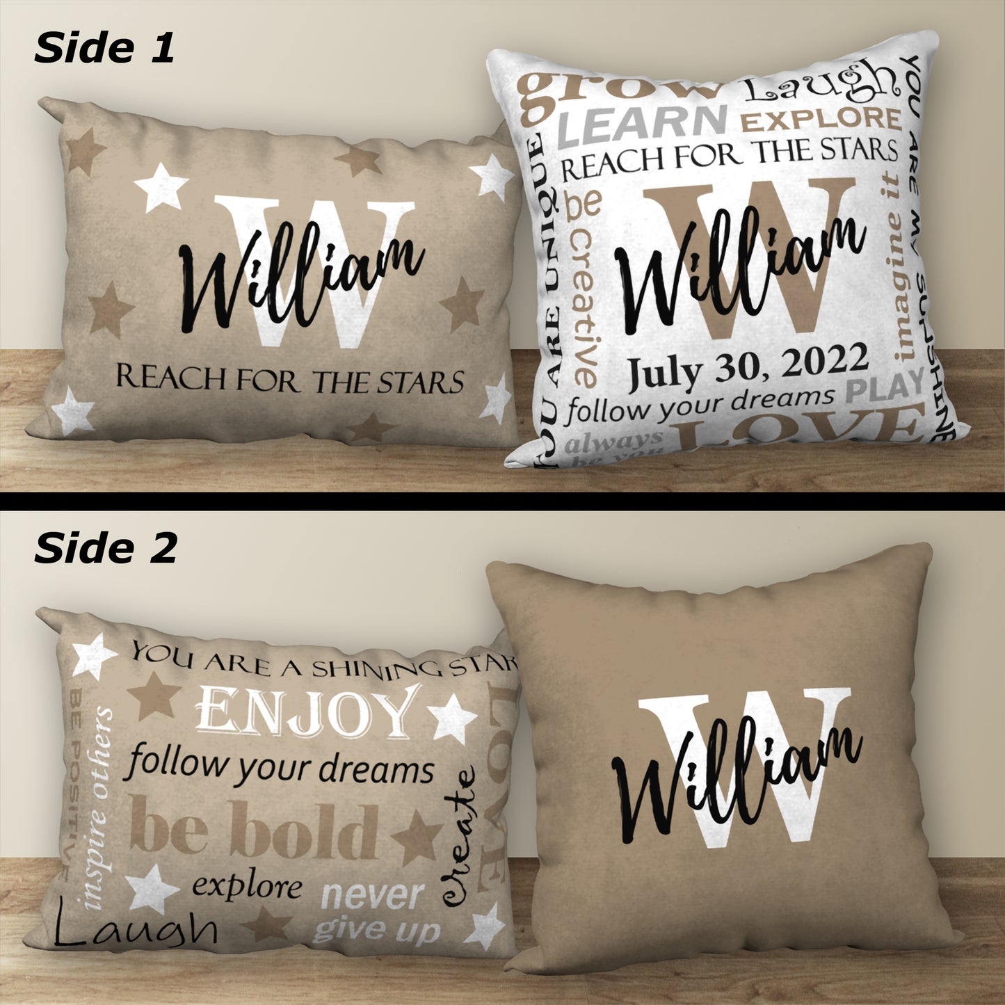Set of 2 Personalized BIRTHDAY Pillows, 18"x18" and 20"x14"