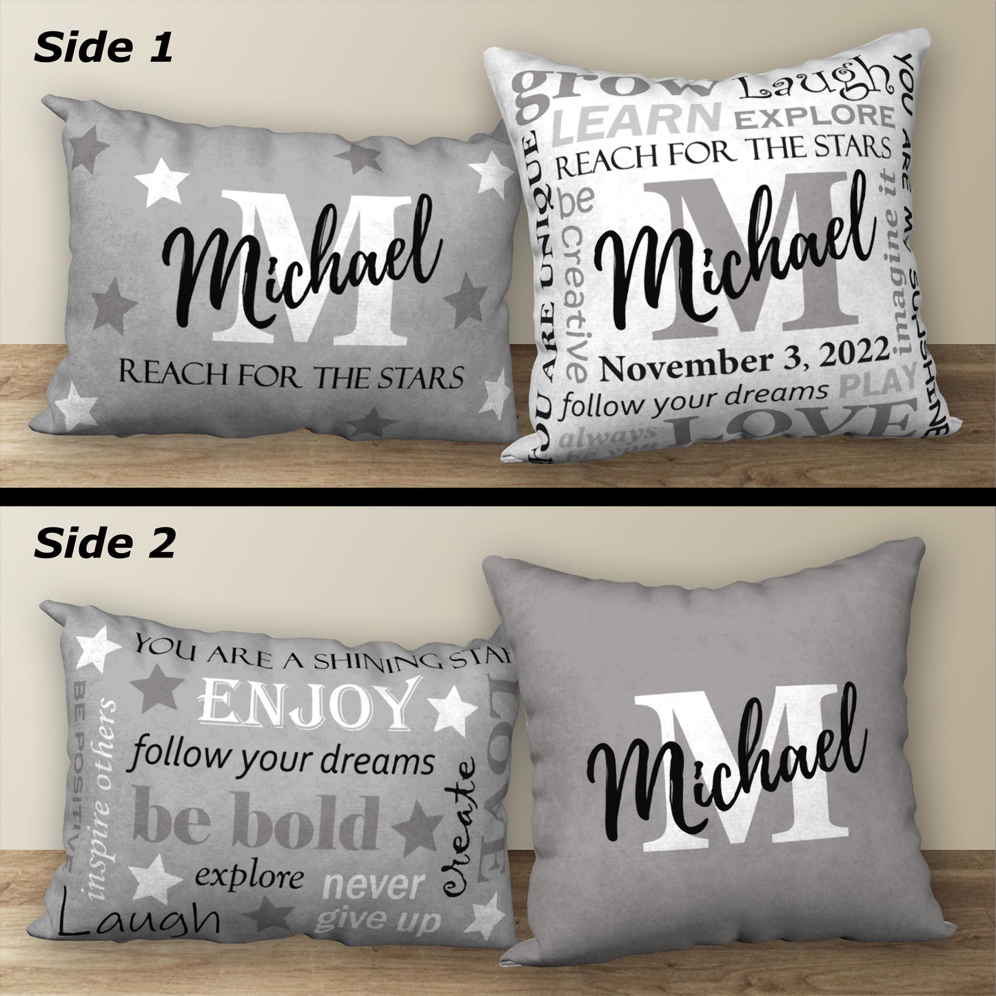 Set of 2 Personalized BIRTHDAY Pillows, 18"x18" and 20"x14"