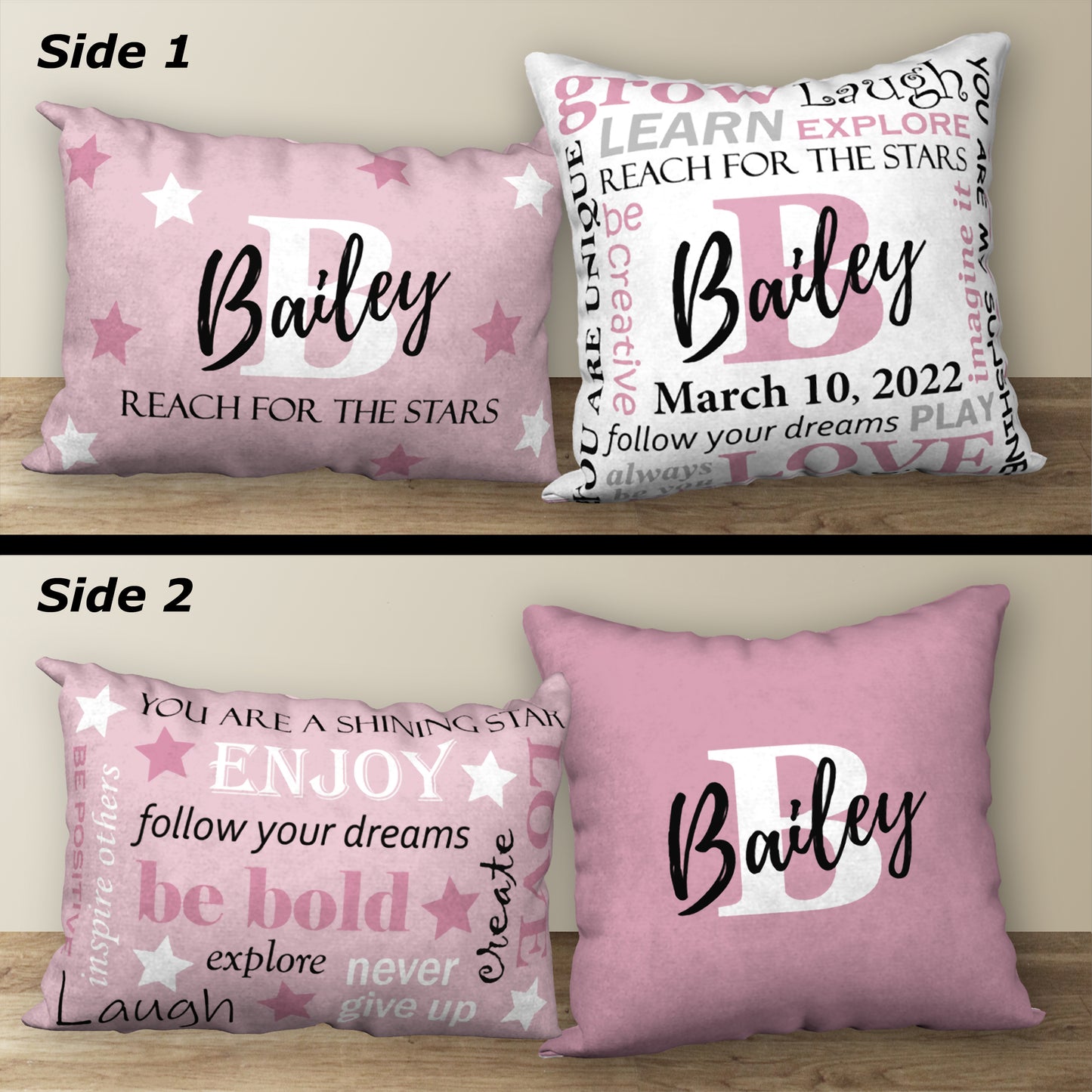 Set of 2 Personalized BIRTHDAY Pillows, 18"x18" and 20"x14"