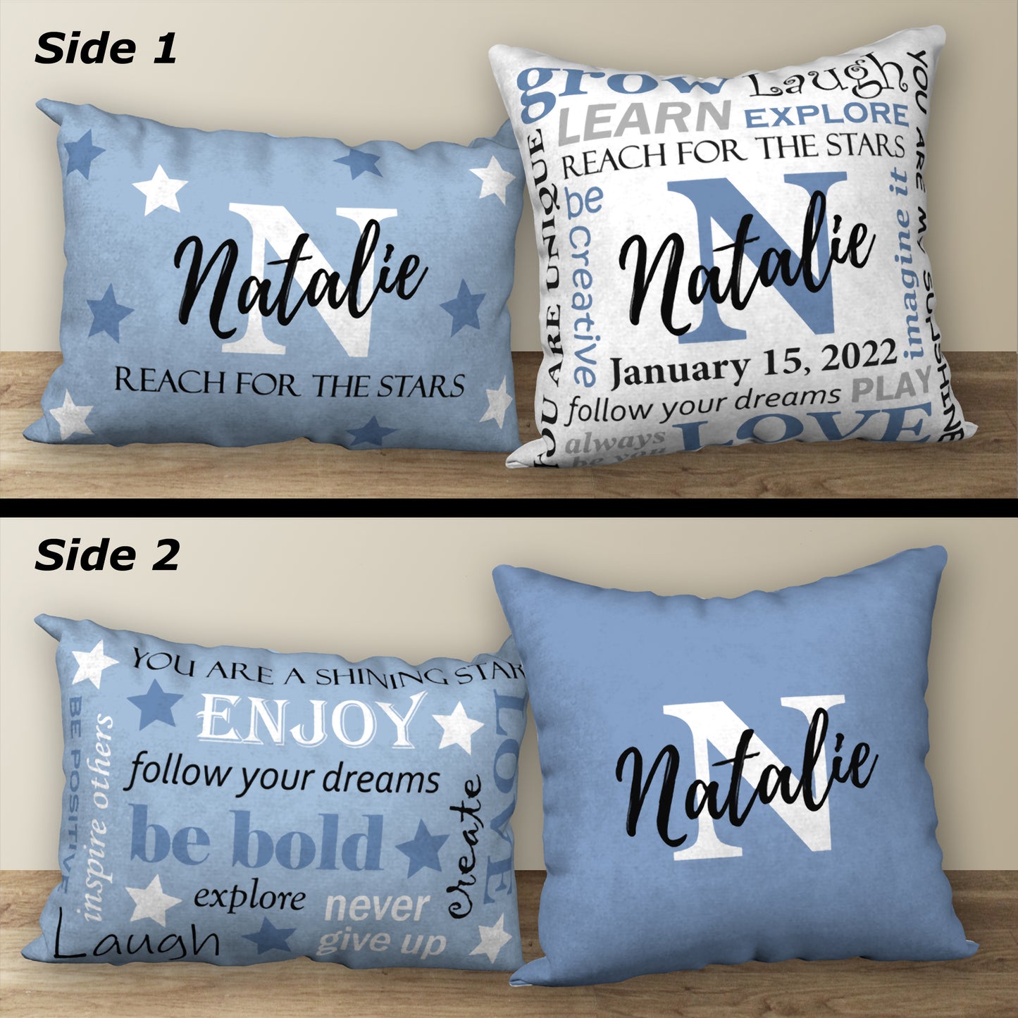 Set of 2 Personalized BIRTHDAY Pillows, 18"x18" and 20"x14"