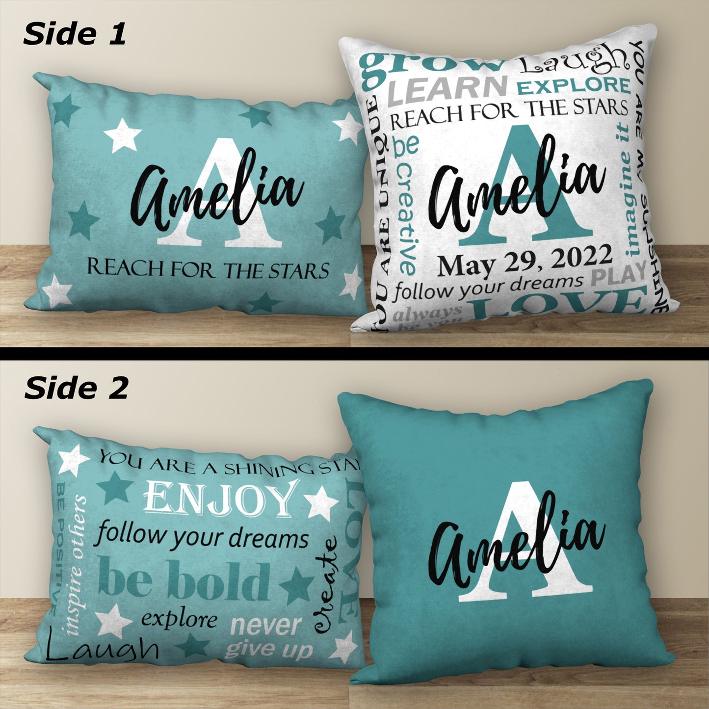 Set of 2 Personalized BIRTHDAY Pillows, 18"x18" and 20"x14"