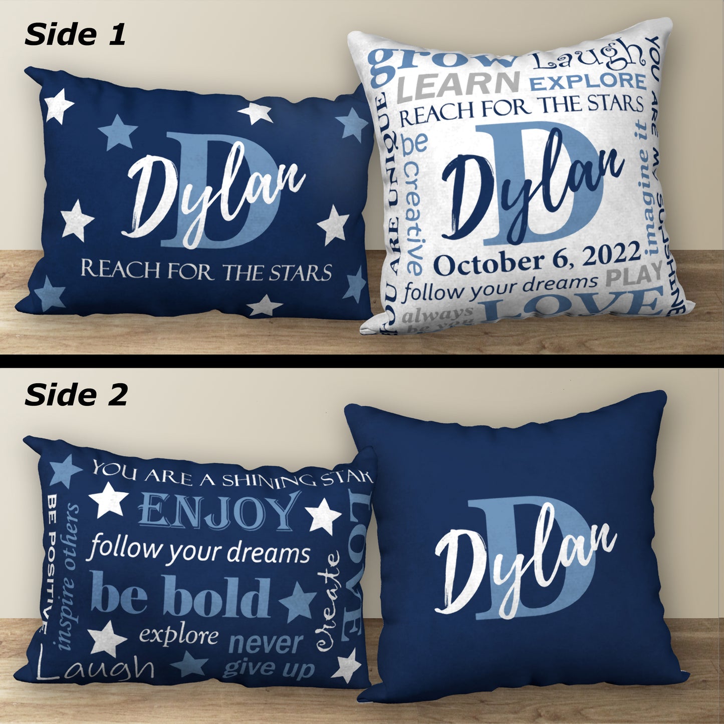 Set of 2 Personalized BIRTHDAY Pillows, 18"x18" and 20"x14"