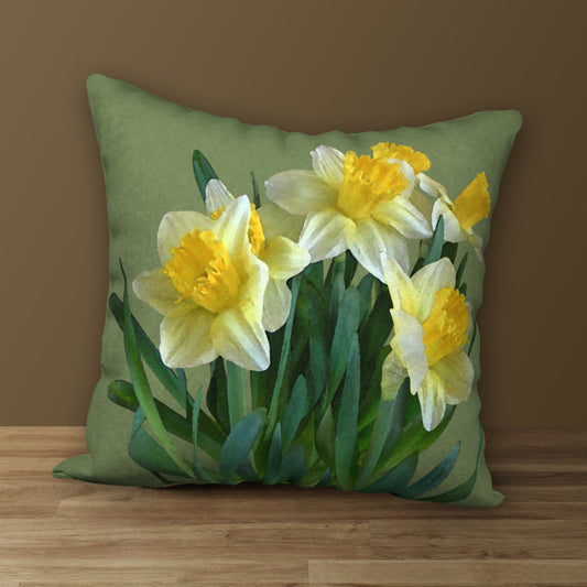 Daffodil Bouquet Designer Pillow, 18"x18"