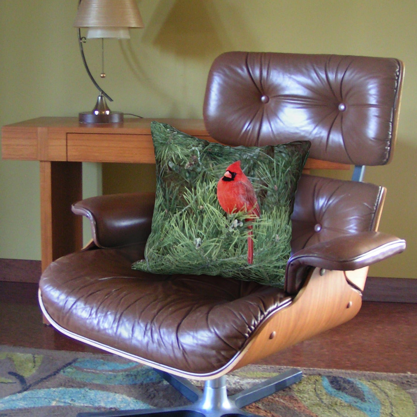 Cardinal in Tree Designer Pillow, 18"x18"