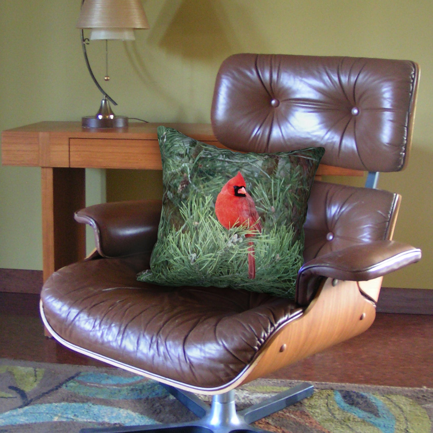 Red Cardinal Designer Pillow, 18"x18"