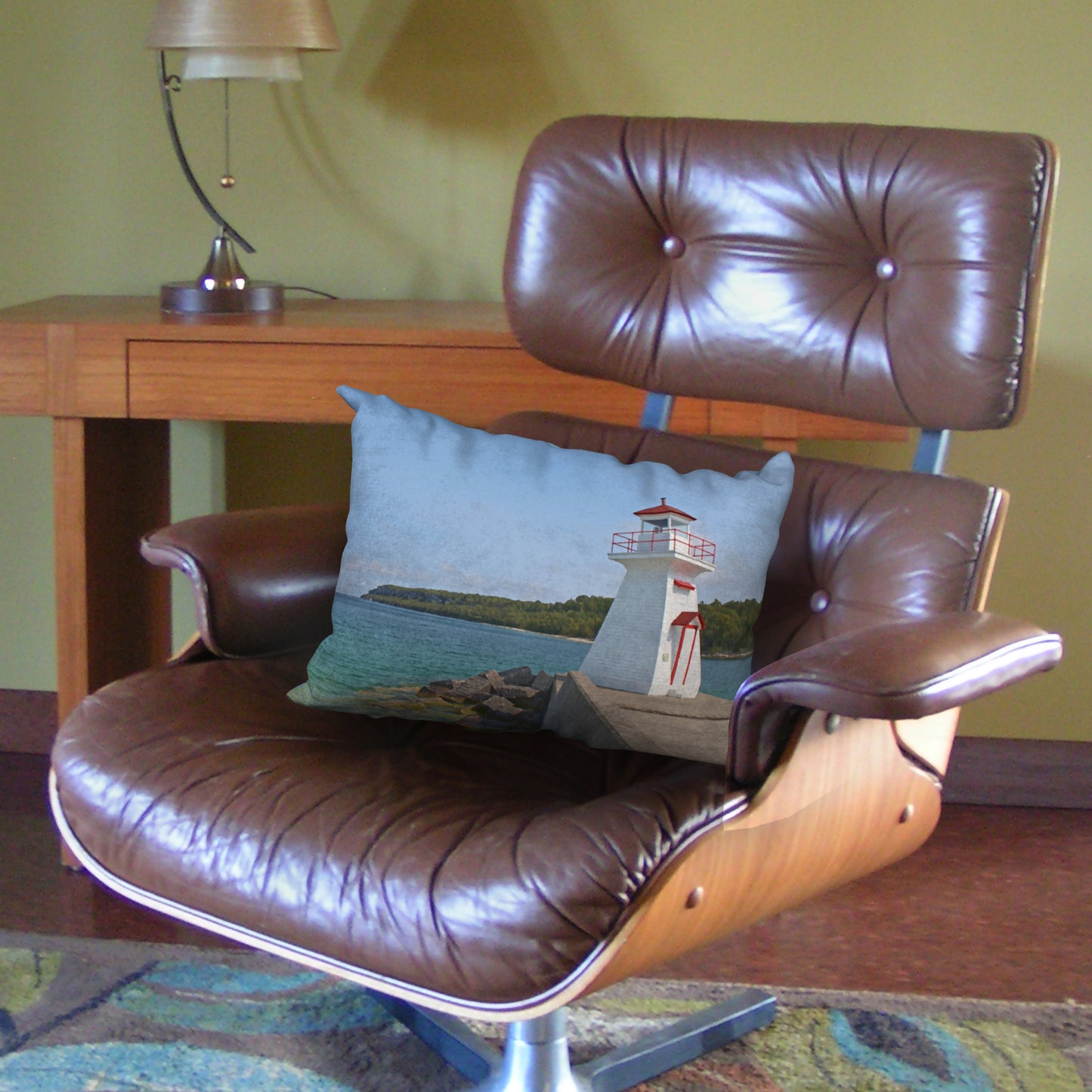 Lion's Head Lighthouse Designer Pillow, 20"x14"