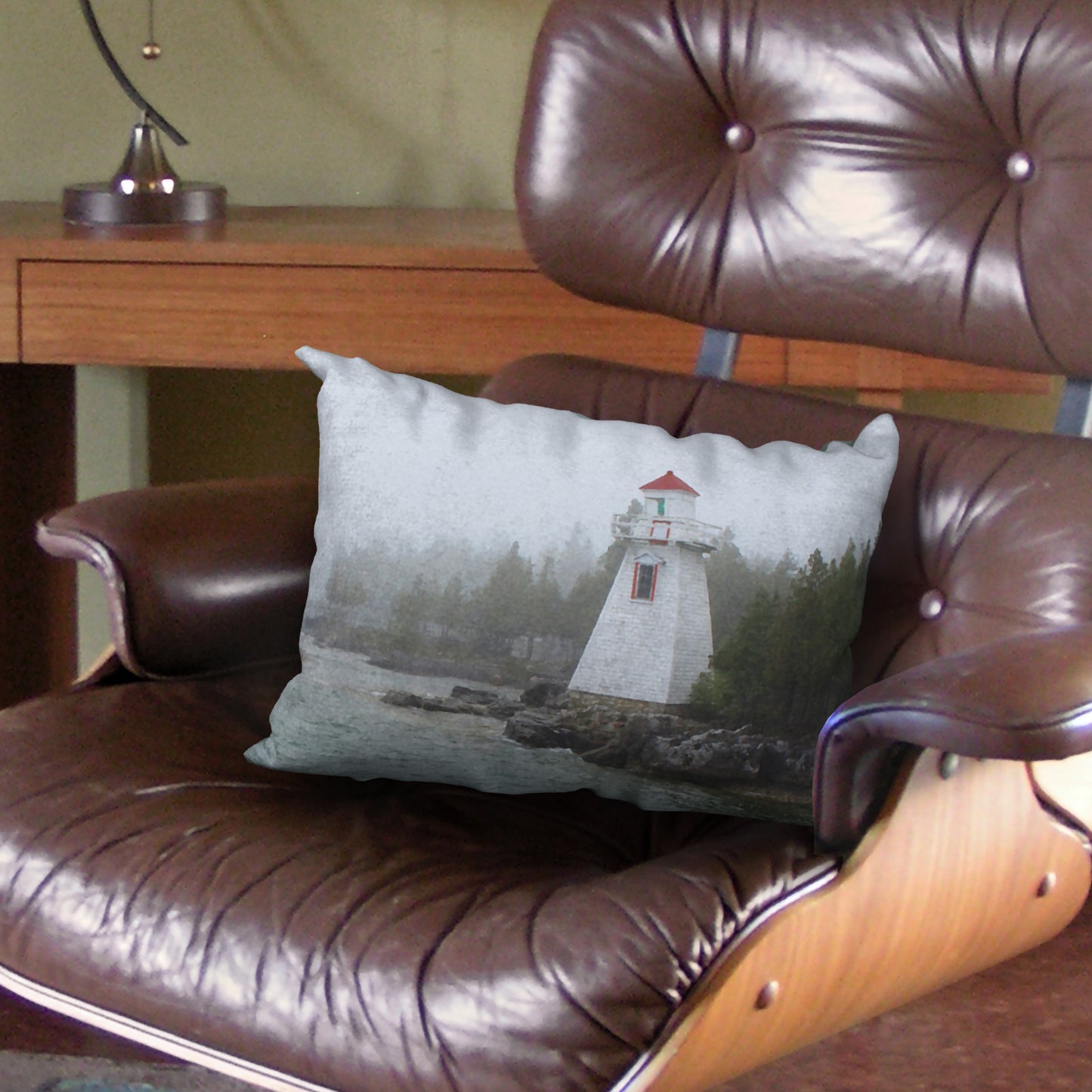 Lighthouse in Fog Designer Pillow, 20"x14"