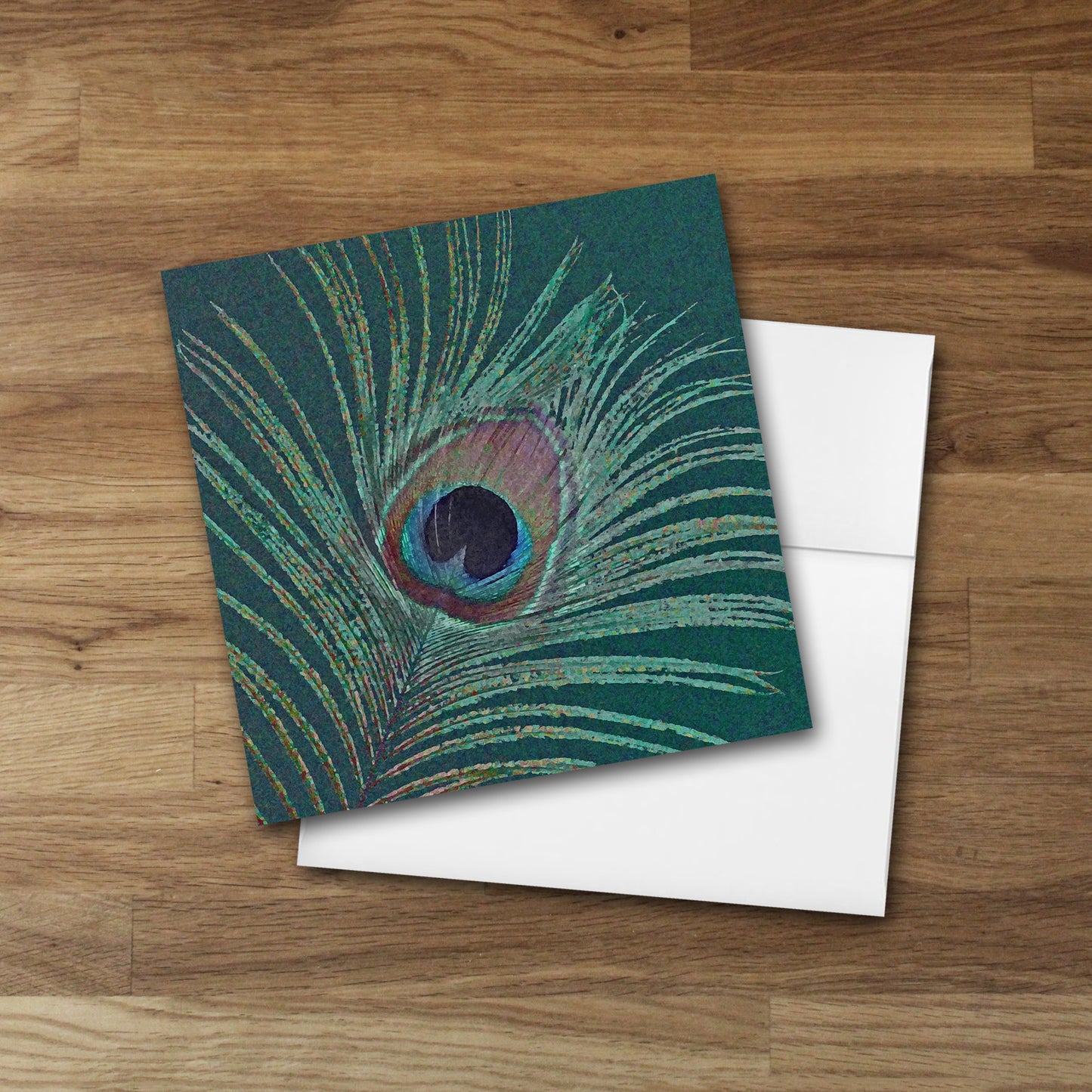 Set of 4 Peacock Feather Designer Greeting Cards