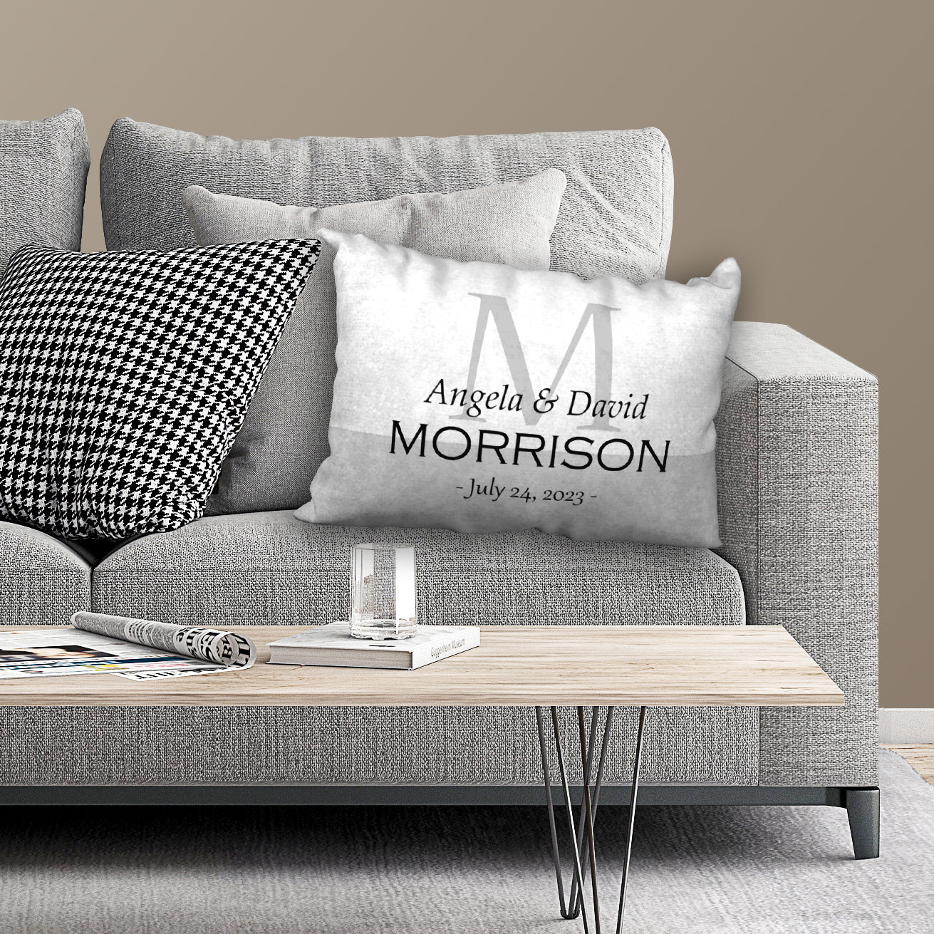 Personalized Classic Design Wedding Pillow, 20"x14"