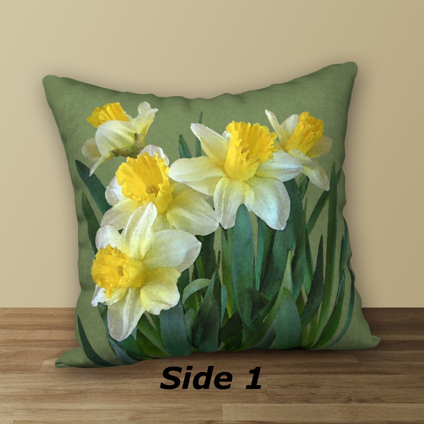 Sunny Daffodils Designer Pillow, 18"x18"