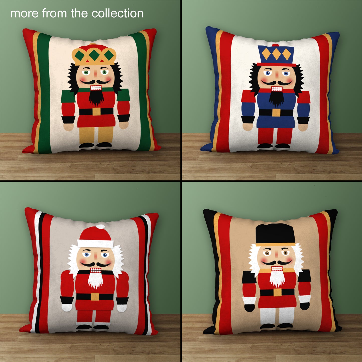 Nutcracker Royal Guard Designer Holiday Pillow, 18"x18"
