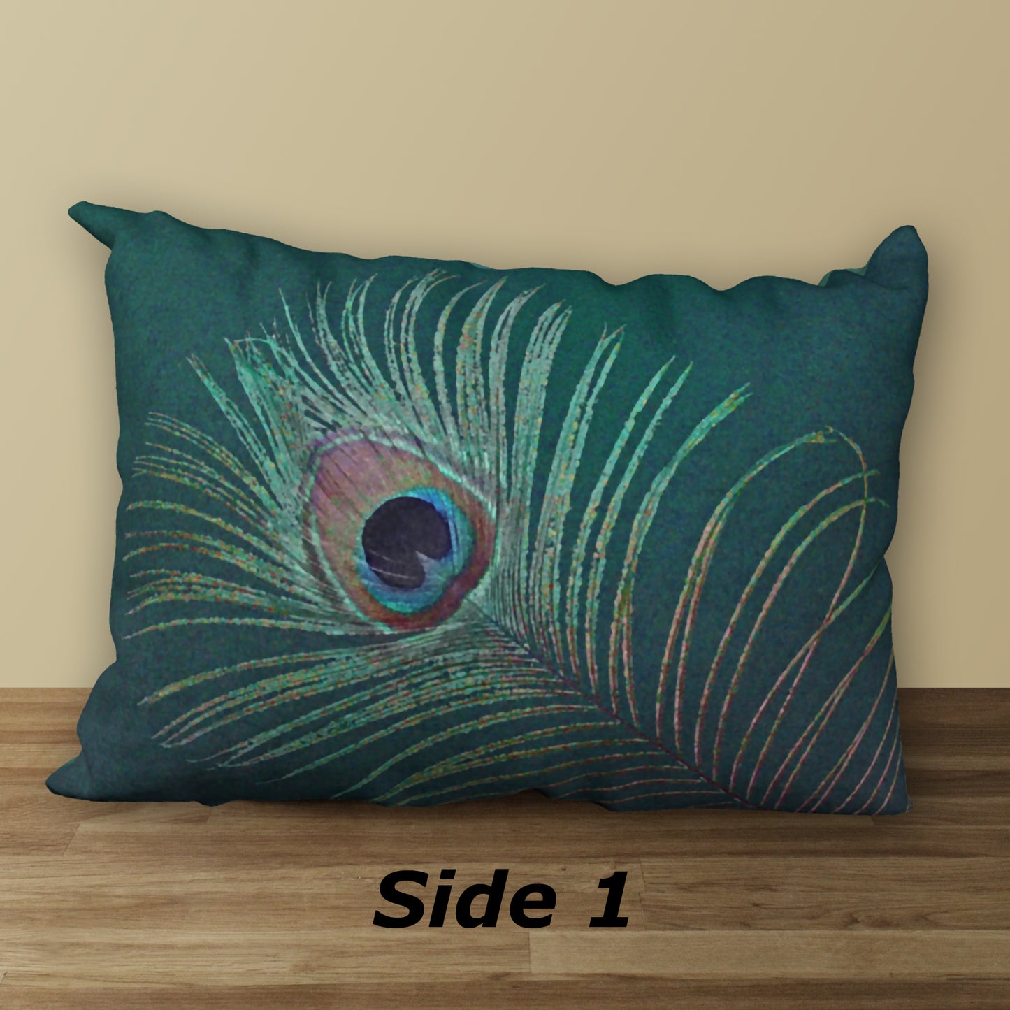 Peacock Feather Designer Pillow, 20"x14"