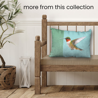 Hummingbirds & Hollyhocks Designer Pillow, 18"x18"